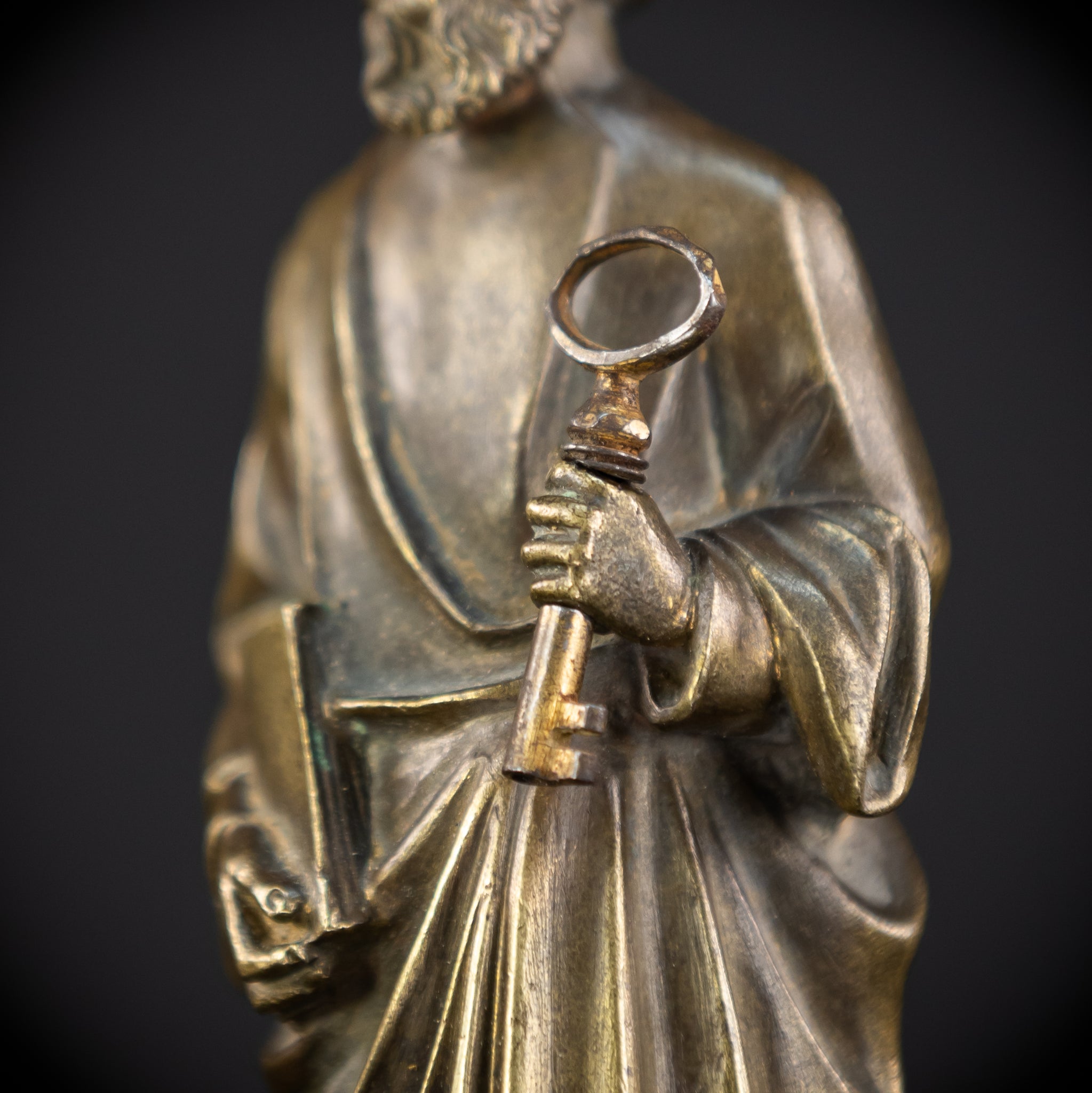 Saint Peter Bronze Statue | 1800s Antique | 6.3" / 16 cm