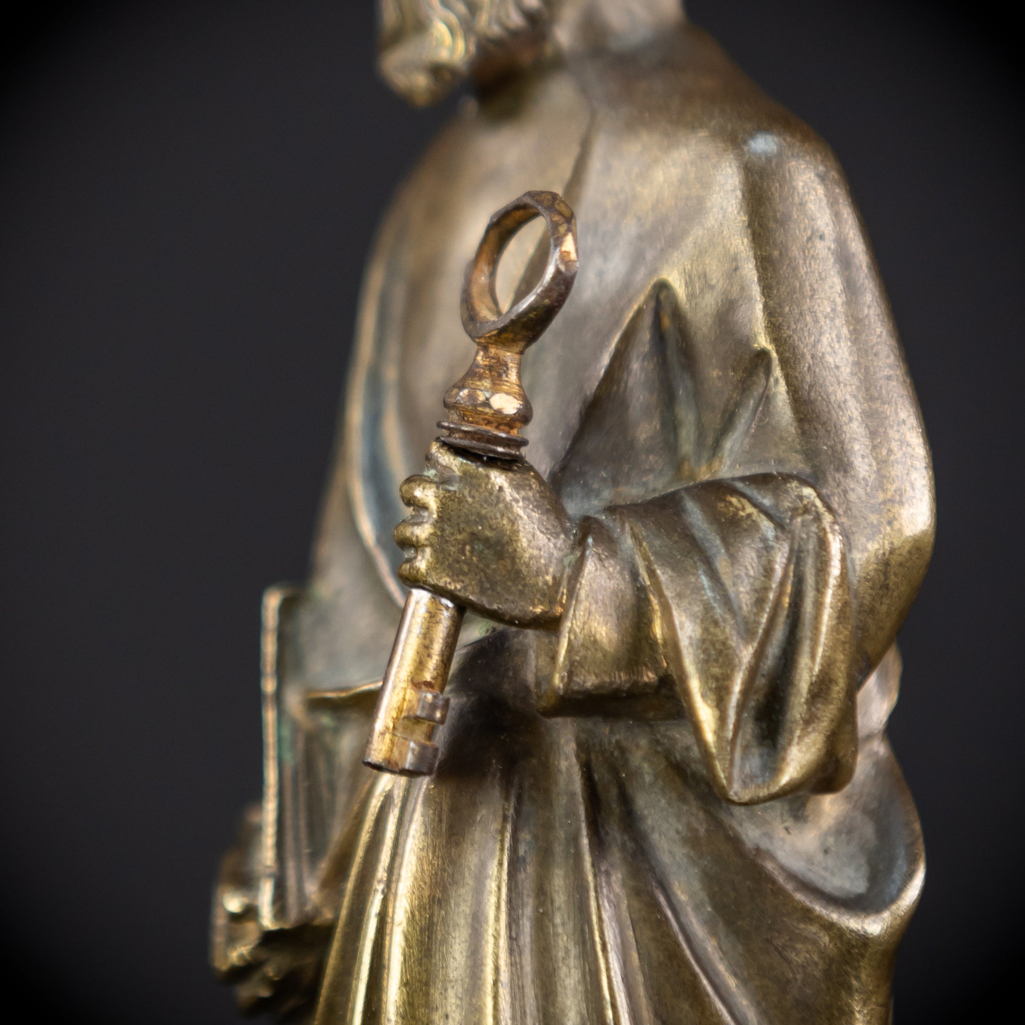 Saint Peter Bronze Statue | 1800s Antique | 6.3" / 16 cm