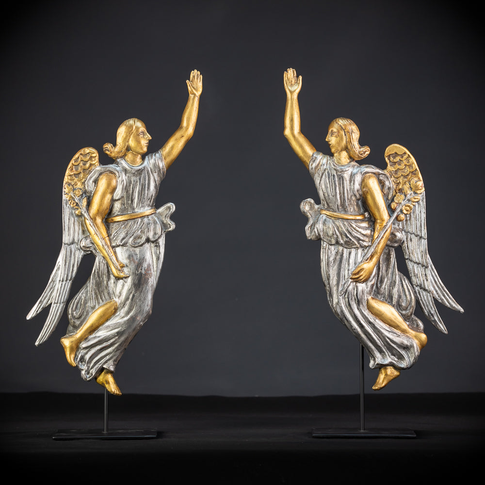 Pair Angel Sculptures | 1800s Antique | 18.5" / 47 cm