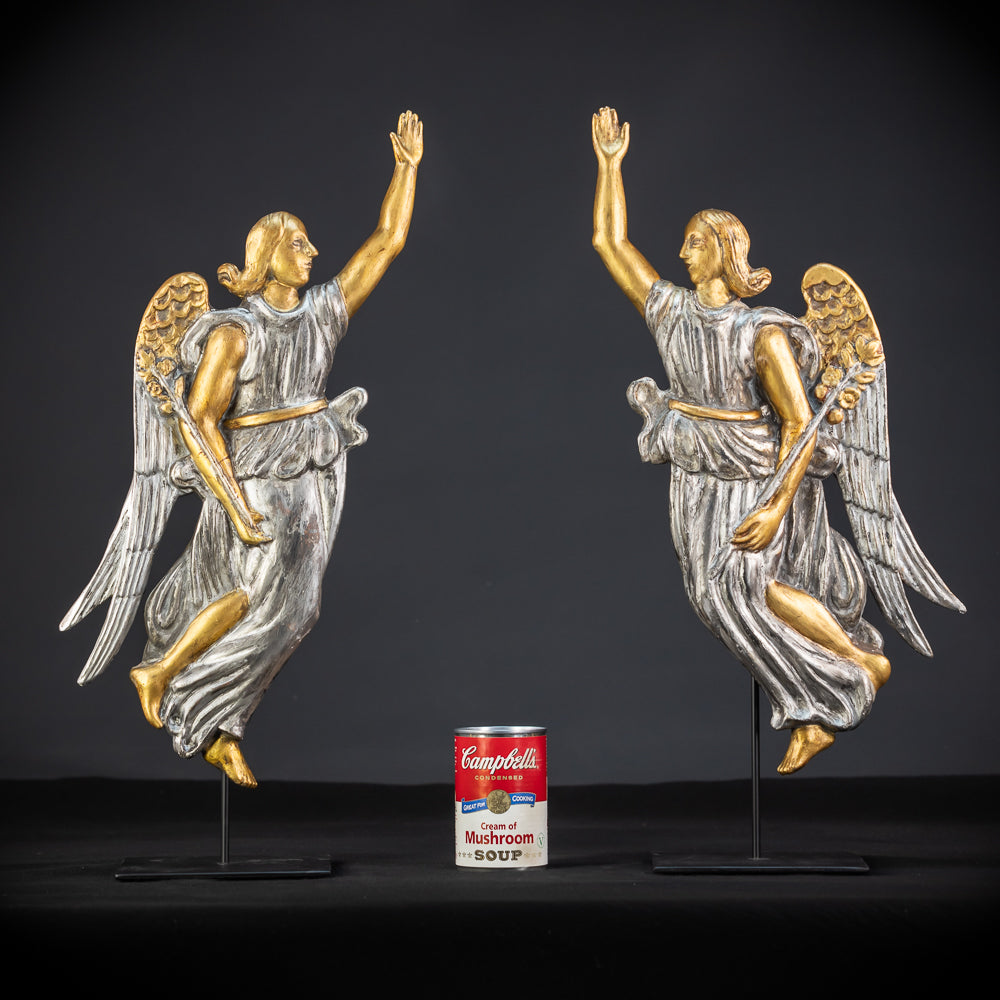 Pair Angel Sculptures | 1800s Antique | 18.5" / 47 cm