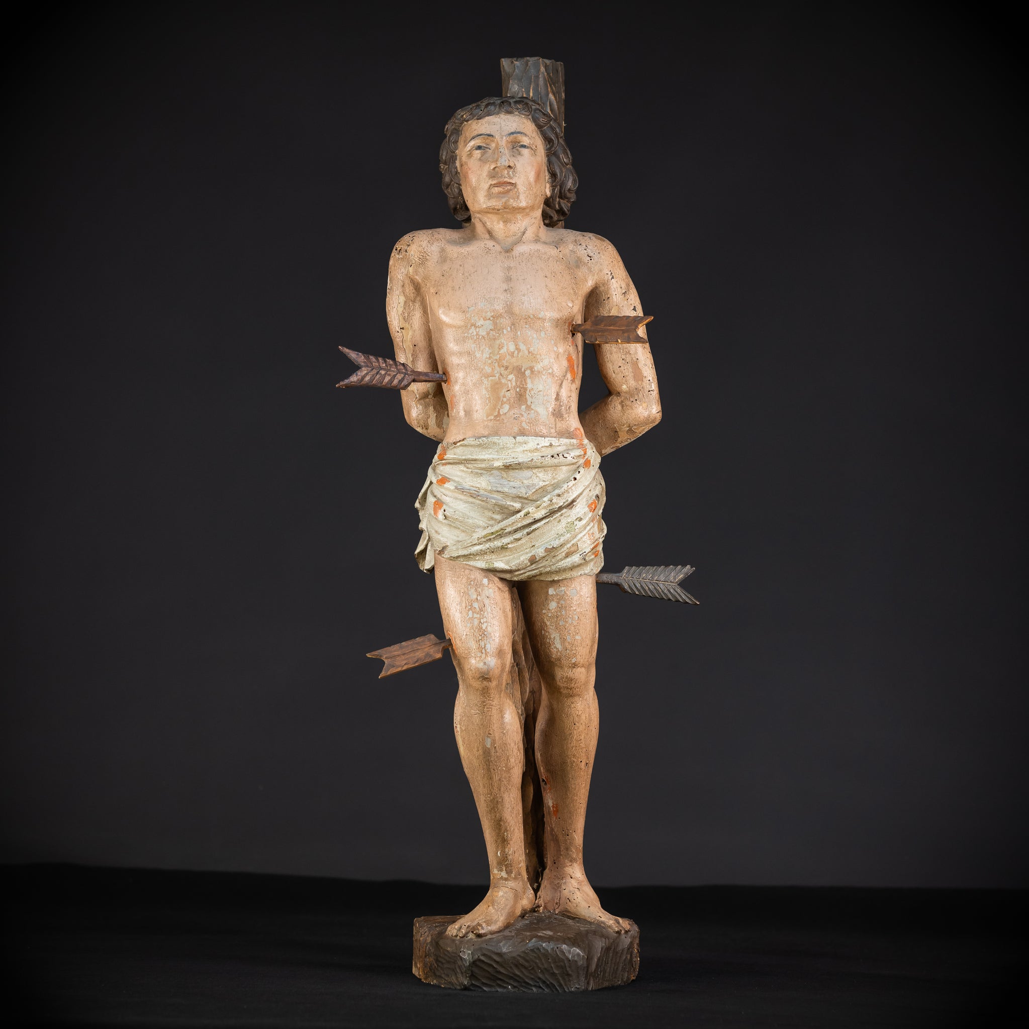 Saint Sebastian Wooden Sculpture | 1600s Antique | 27.8” / 70.5 cm