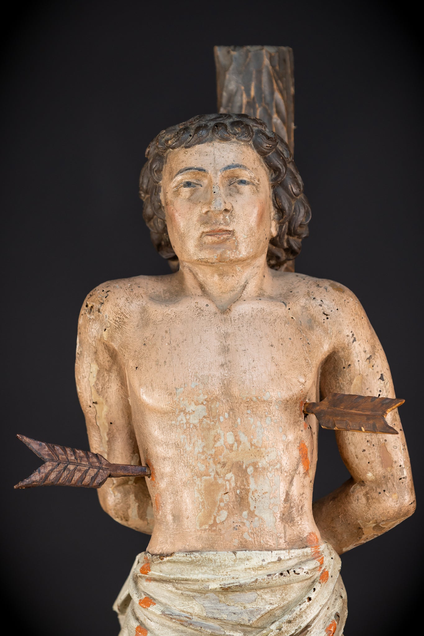 Saint Sebastian Wooden Sculpture | 1600s Antique | 27.8” / 70.5 cm