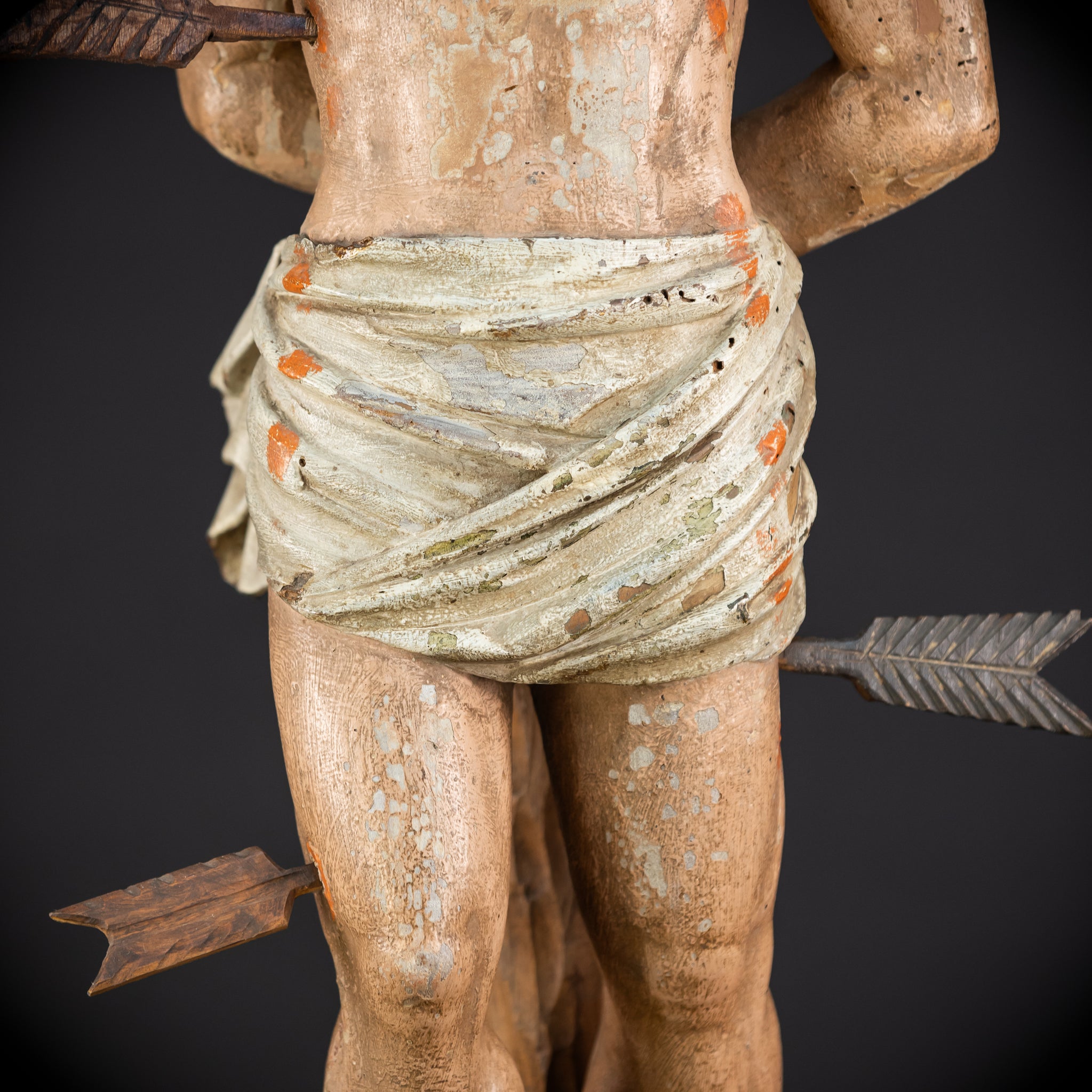 Saint Sebastian Wooden Sculpture | 1600s Antique | 27.8” / 70.5 cm