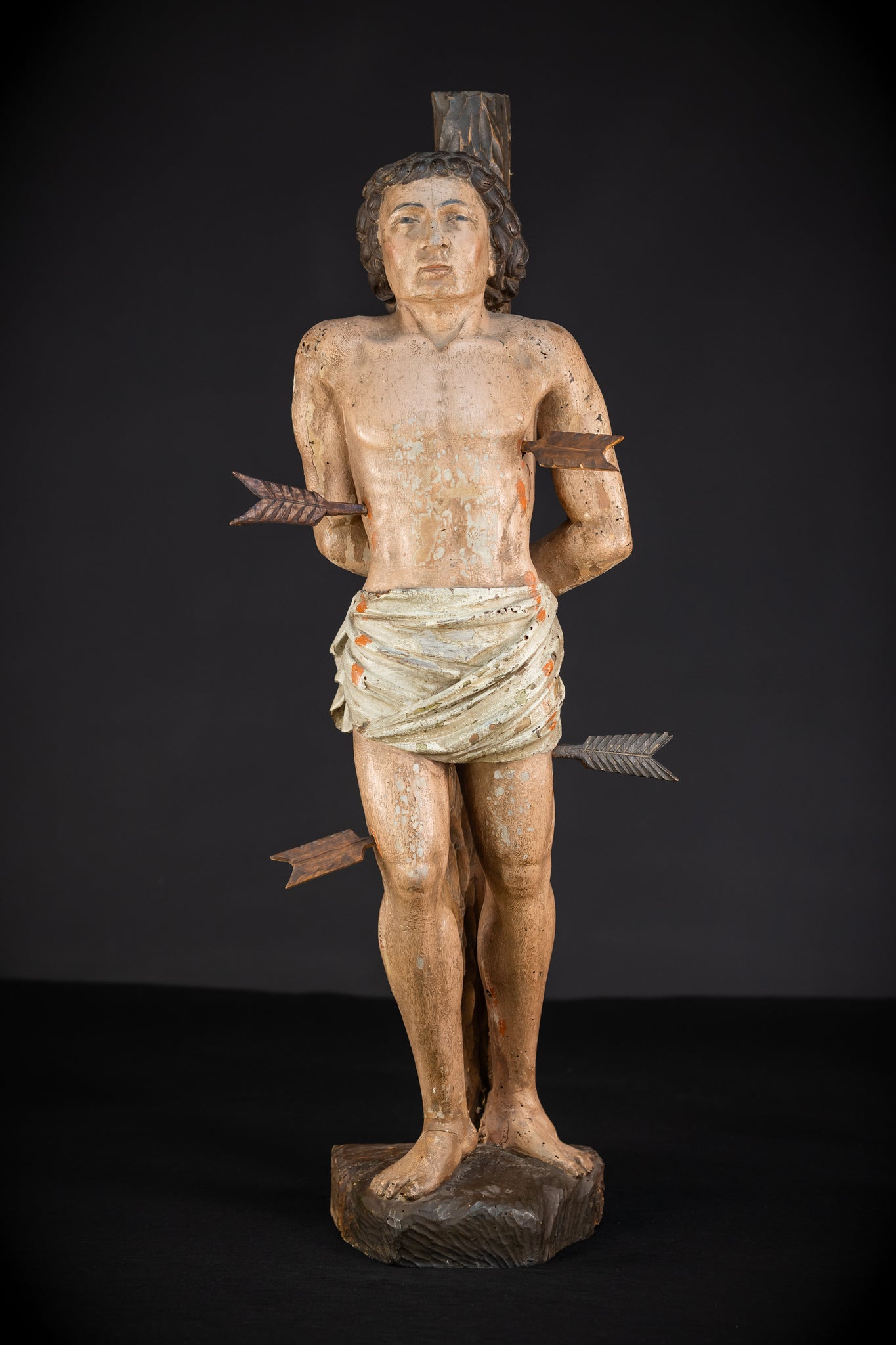 Saint Sebastian Wooden Sculpture | 1600s Antique | 27.8” / 70.5 cm