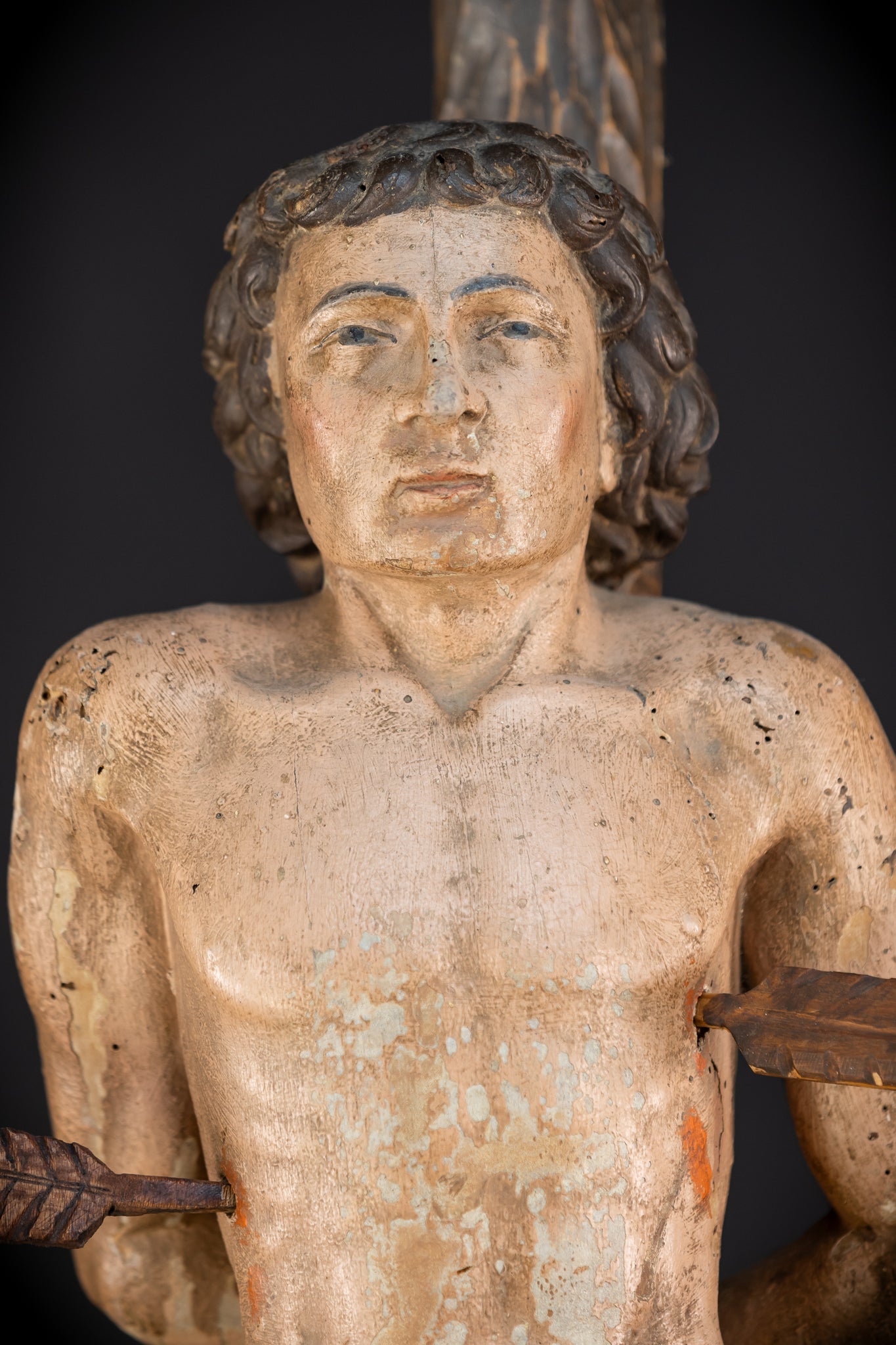 Saint Sebastian Wooden Sculpture | 1600s Antique | 27.8” / 70.5 cm