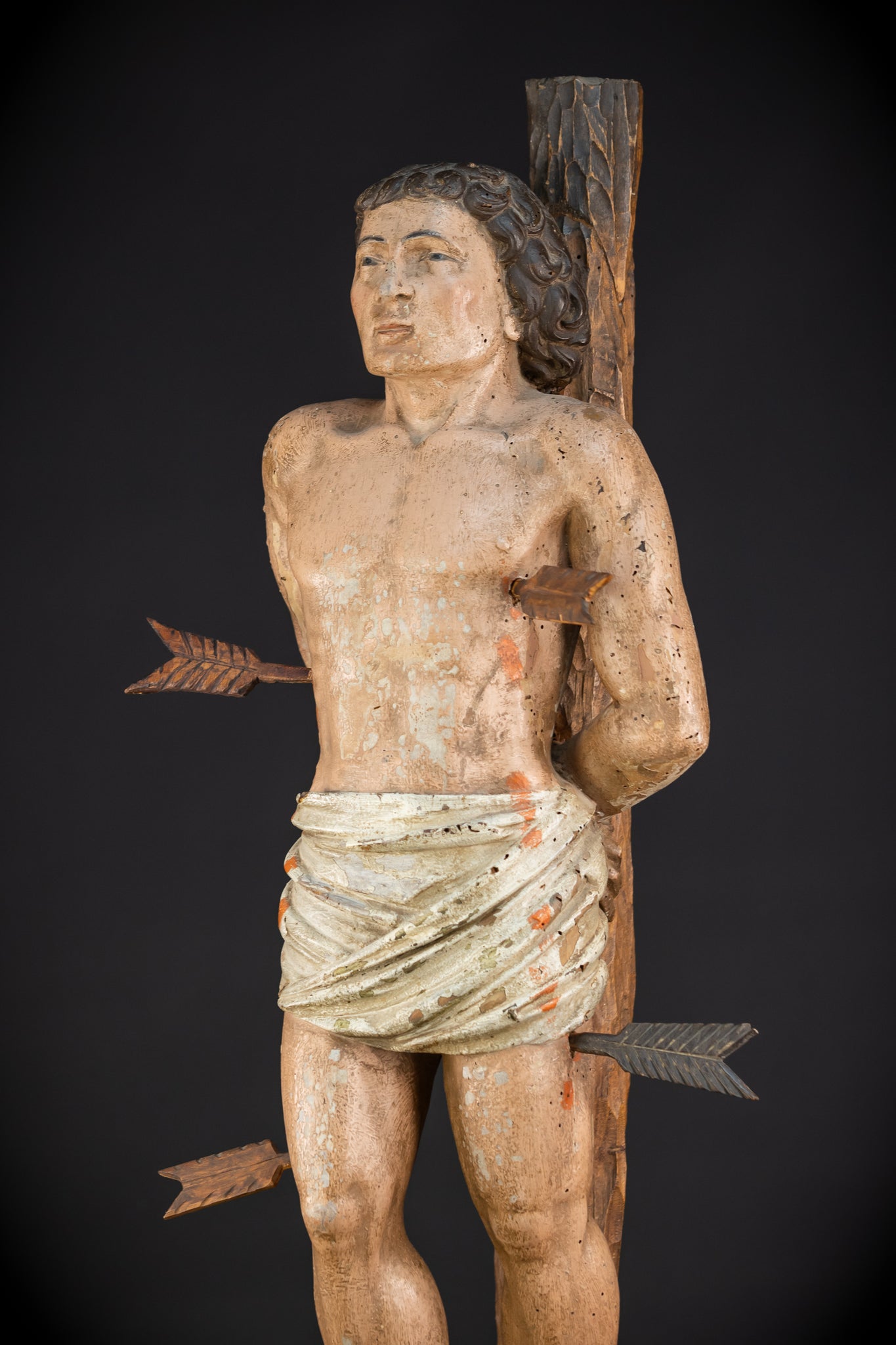 Saint Sebastian Wooden Sculpture | 1600s Antique | 27.8” / 70.5 cm