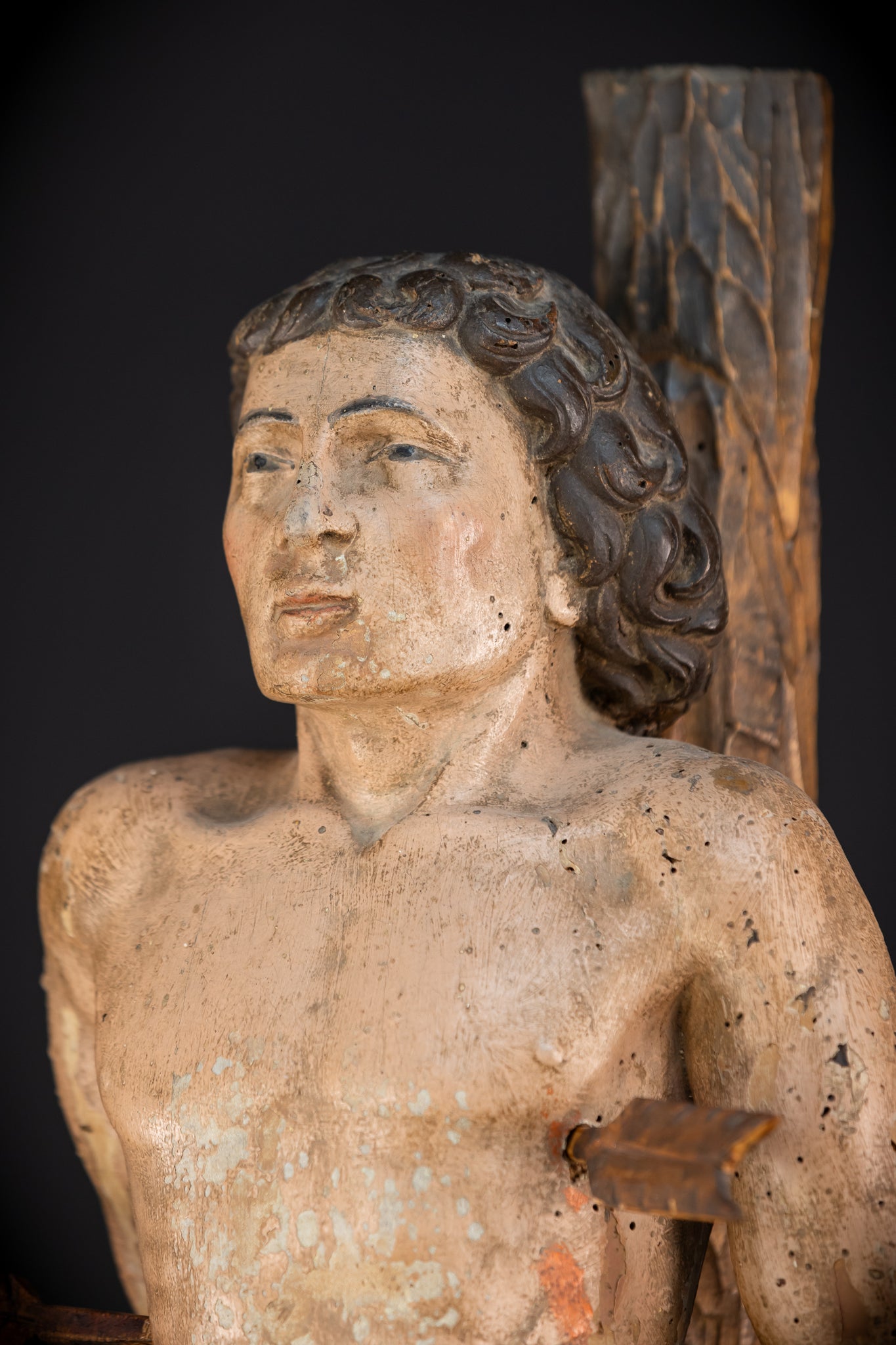 Saint Sebastian Wooden Sculpture | 1600s Antique | 27.8” / 70.5 cm