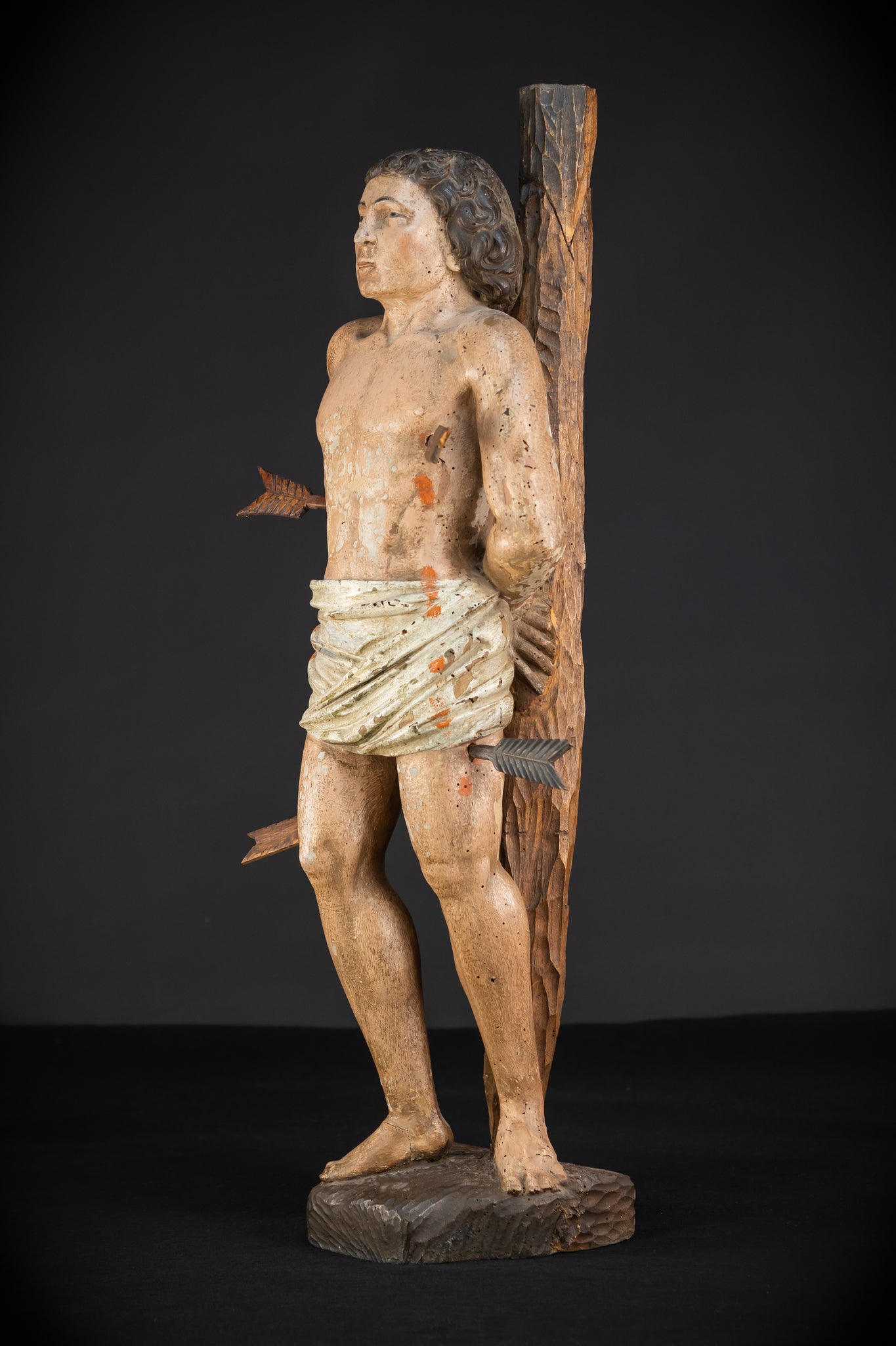 Saint Sebastian Wooden Sculpture | 1600s Antique | 27.8” / 70.5 cm