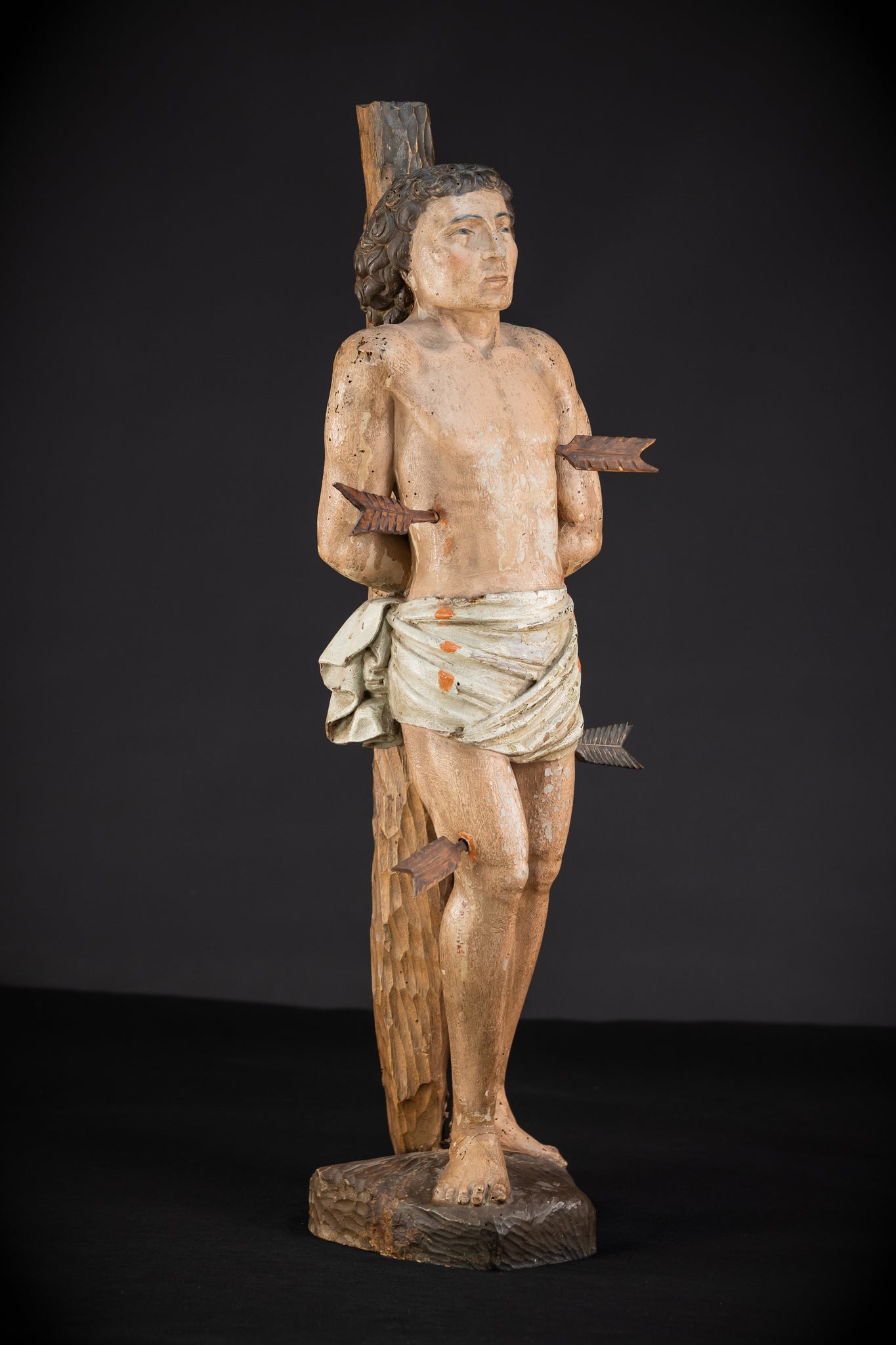 Saint Sebastian Wooden Sculpture | 1600s Antique | 27.8” / 70.5 cm