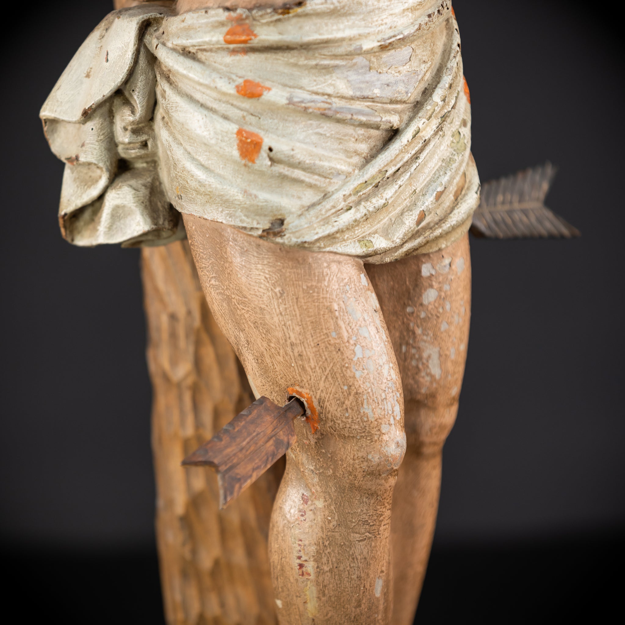 Saint Sebastian Wooden Sculpture | 1600s Antique | 27.8” / 70.5 cm