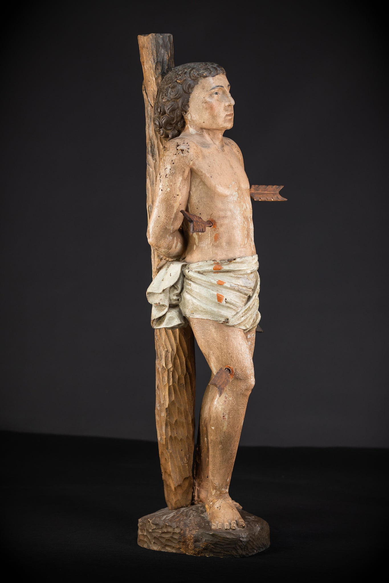 Saint Sebastian Wooden Sculpture | 1600s Antique | 27.8” / 70.5 cm