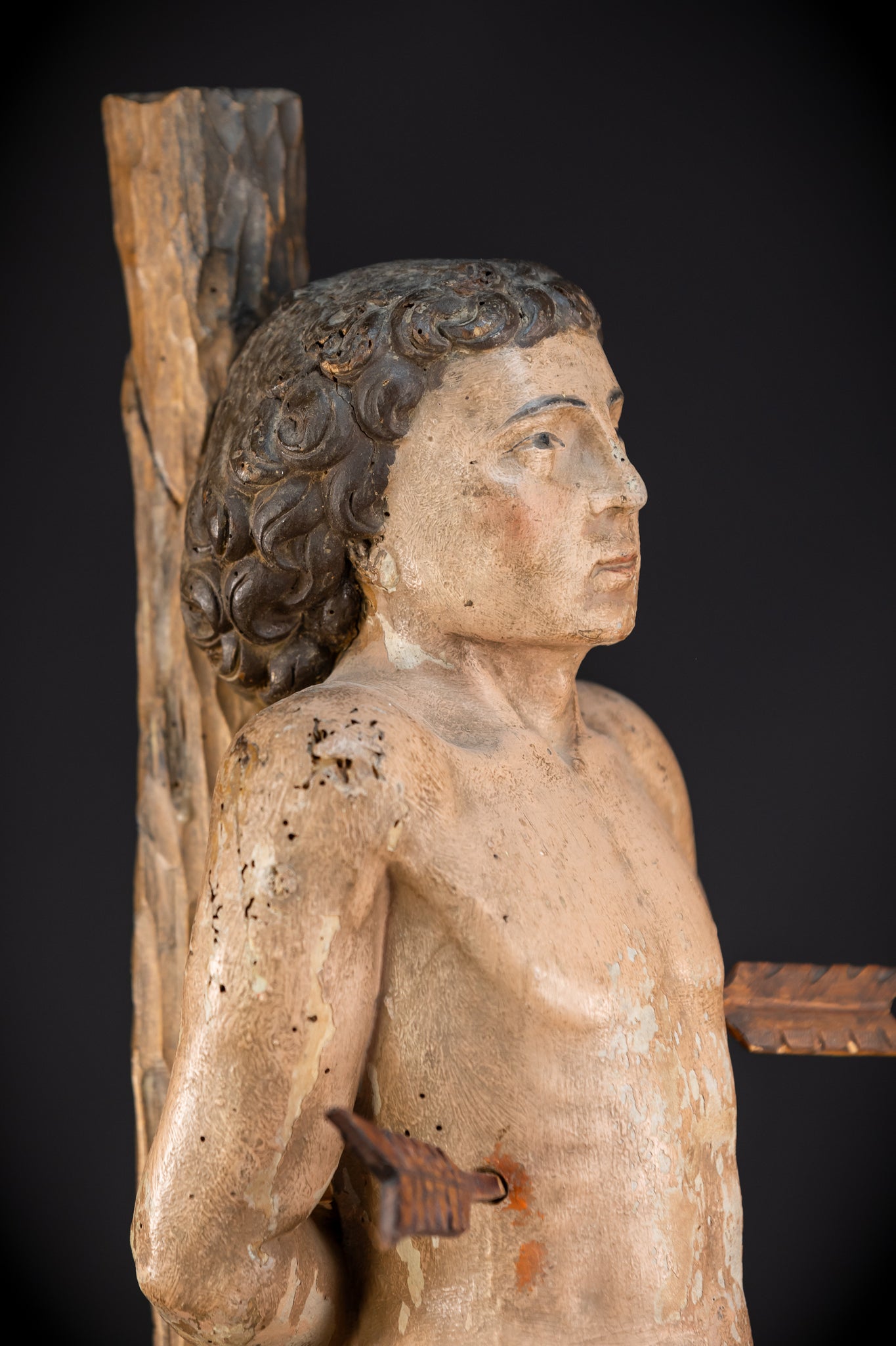 Saint Sebastian Wooden Sculpture | 1600s Antique | 27.8” / 70.5 cm