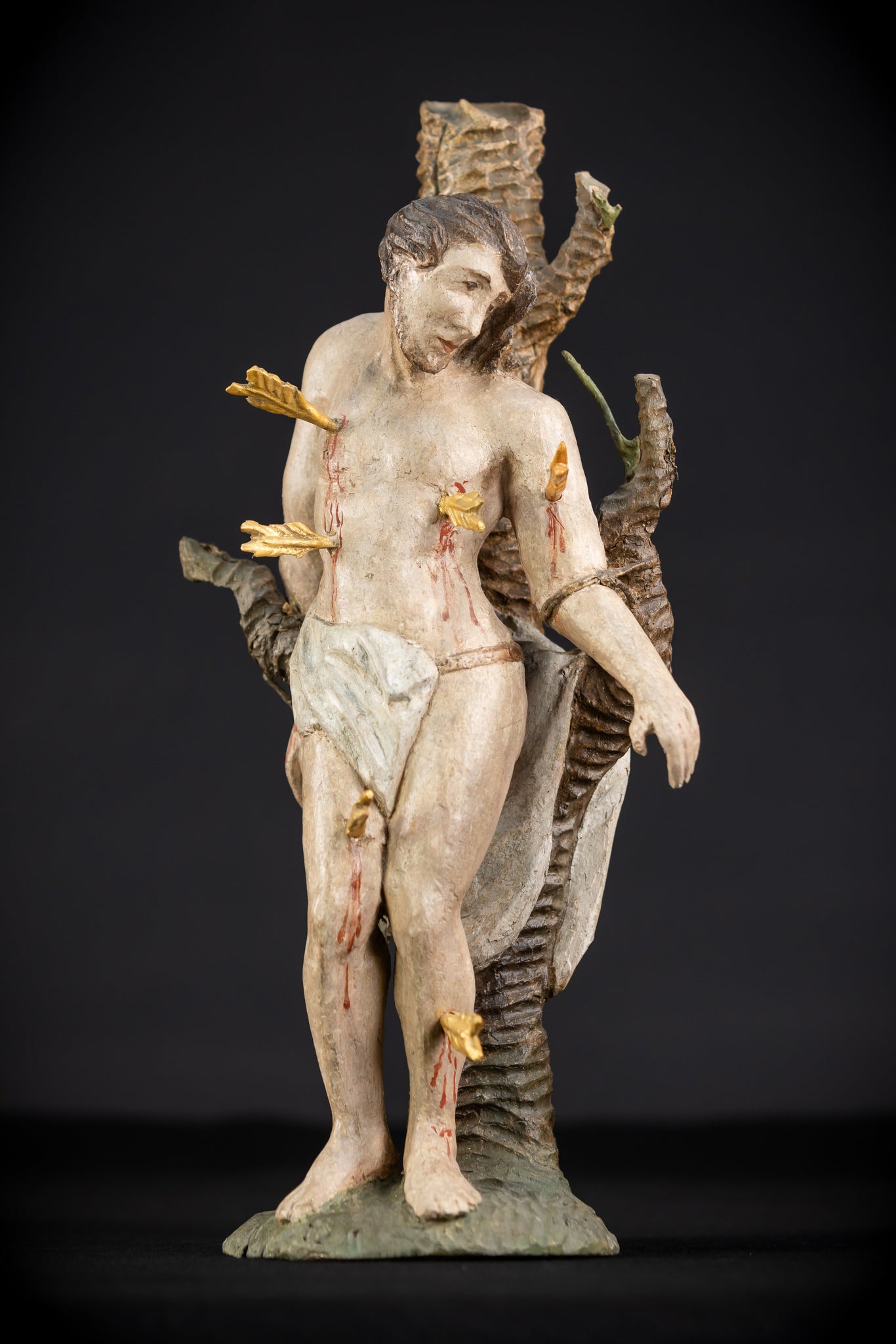 Saint Sebastian Wooden Sculpture | 1700s Antique | 13.6” / 34.5 cm