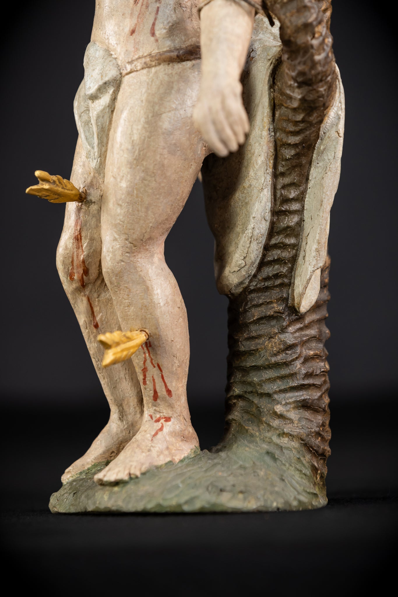 Saint Sebastian Wooden Sculpture | 1700s Antique | 13.6” / 34.5 cm