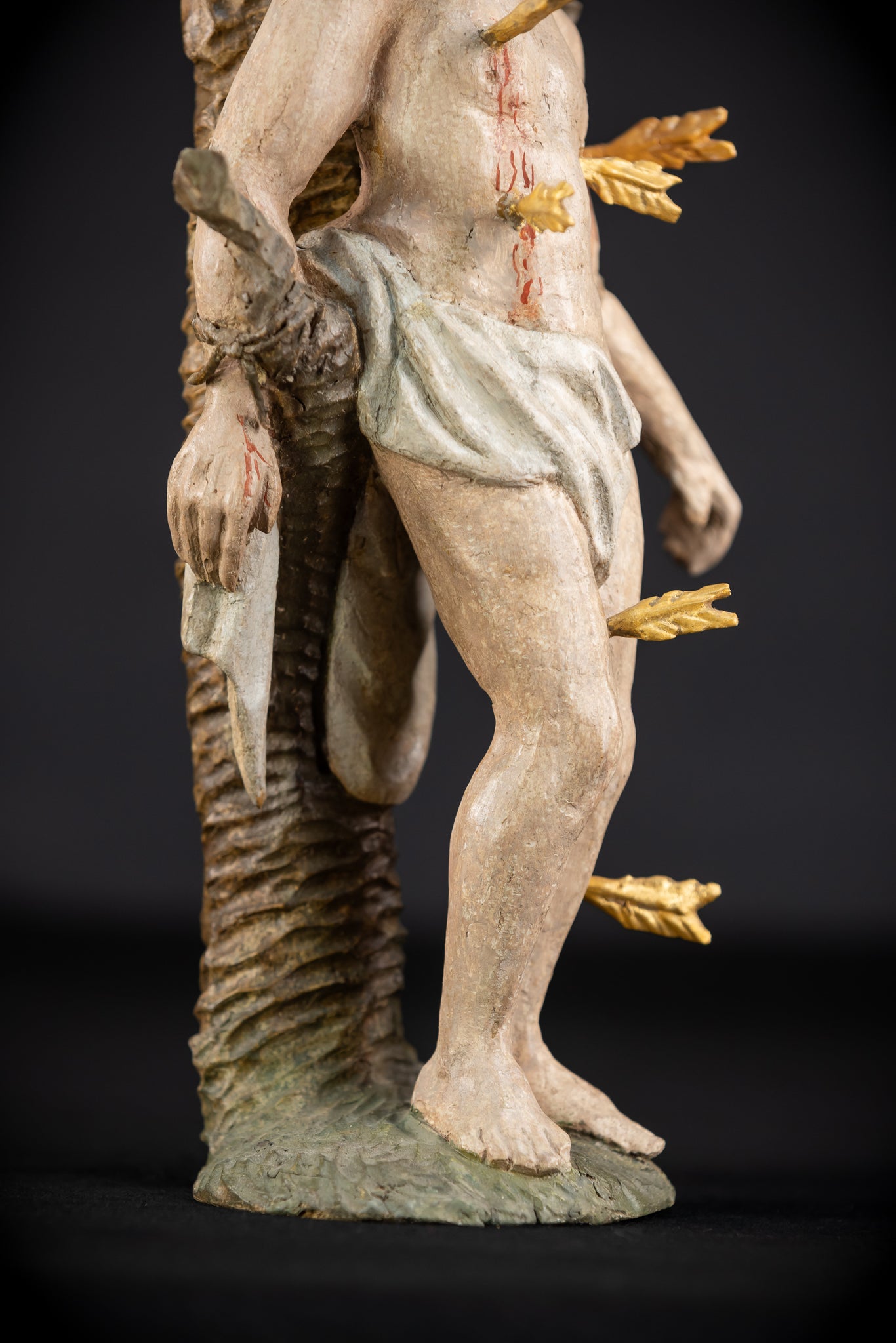 Saint Sebastian Wooden Sculpture | 1700s Antique | 13.6” / 34.5 cm