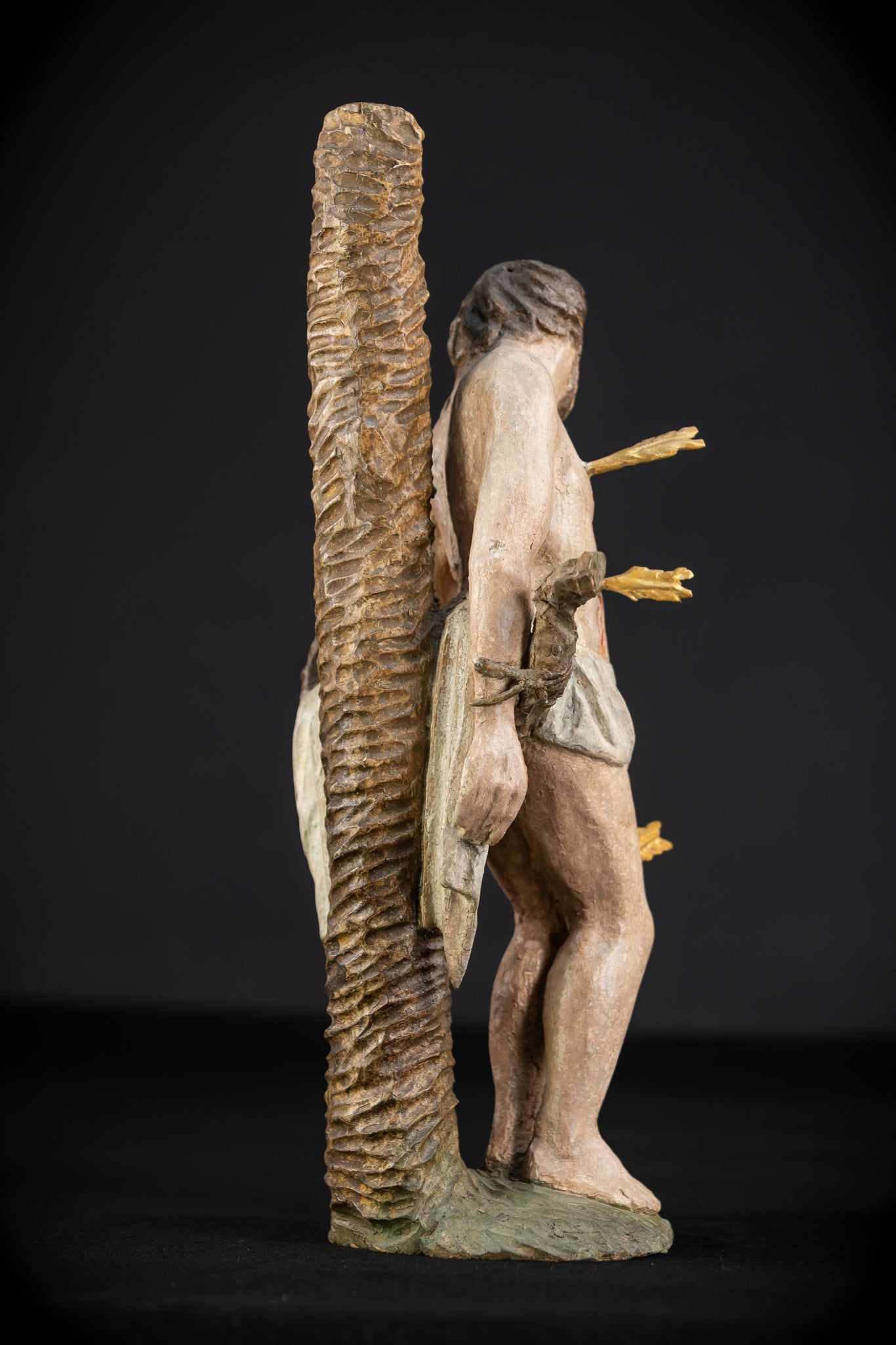 Saint Sebastian Wooden Sculpture | 1700s Antique | 13.6” / 34.5 cm