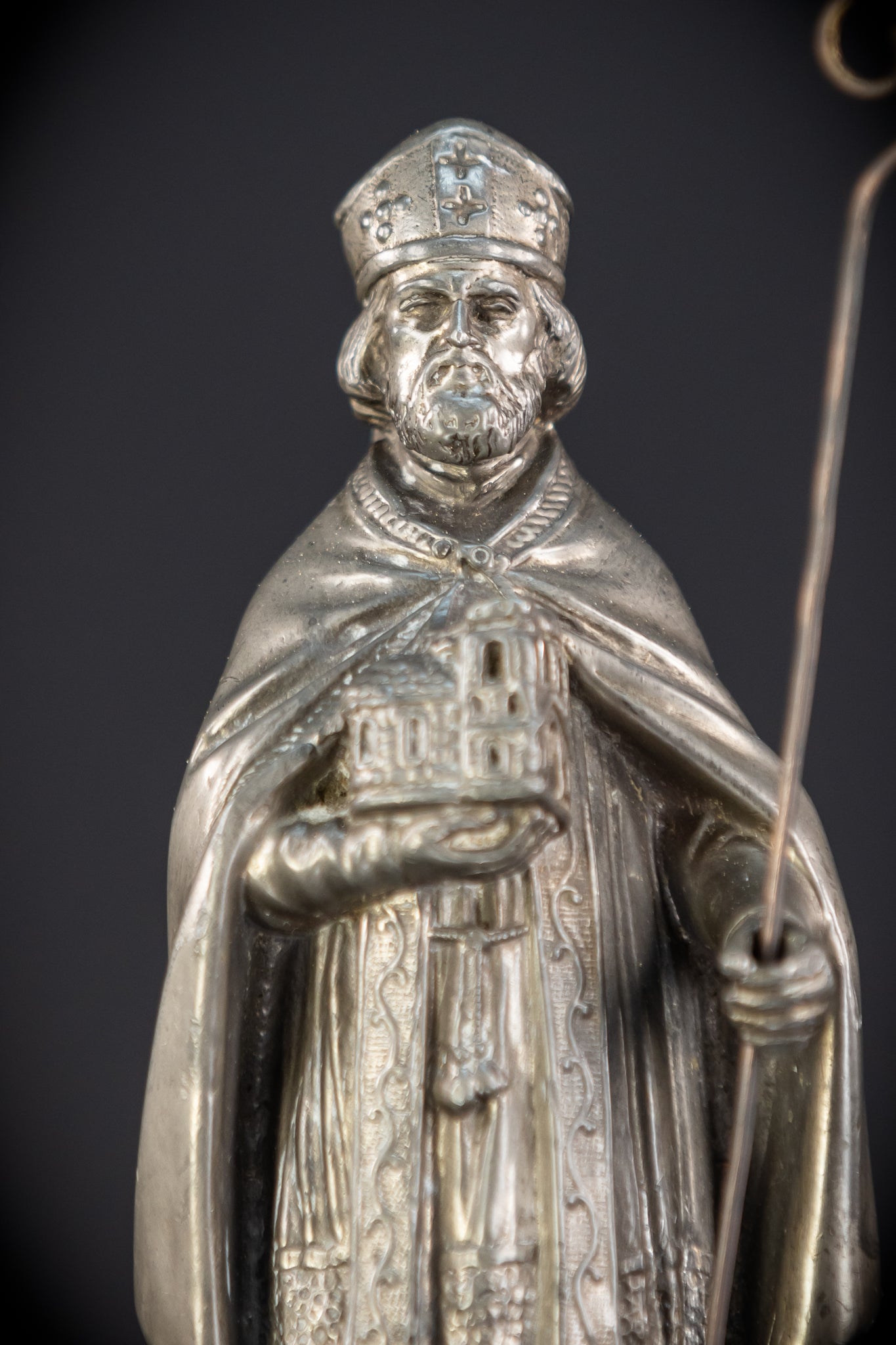 Saint Ghislain Metal Statue | 1700s Antique | 8.9" / 22.5 cm