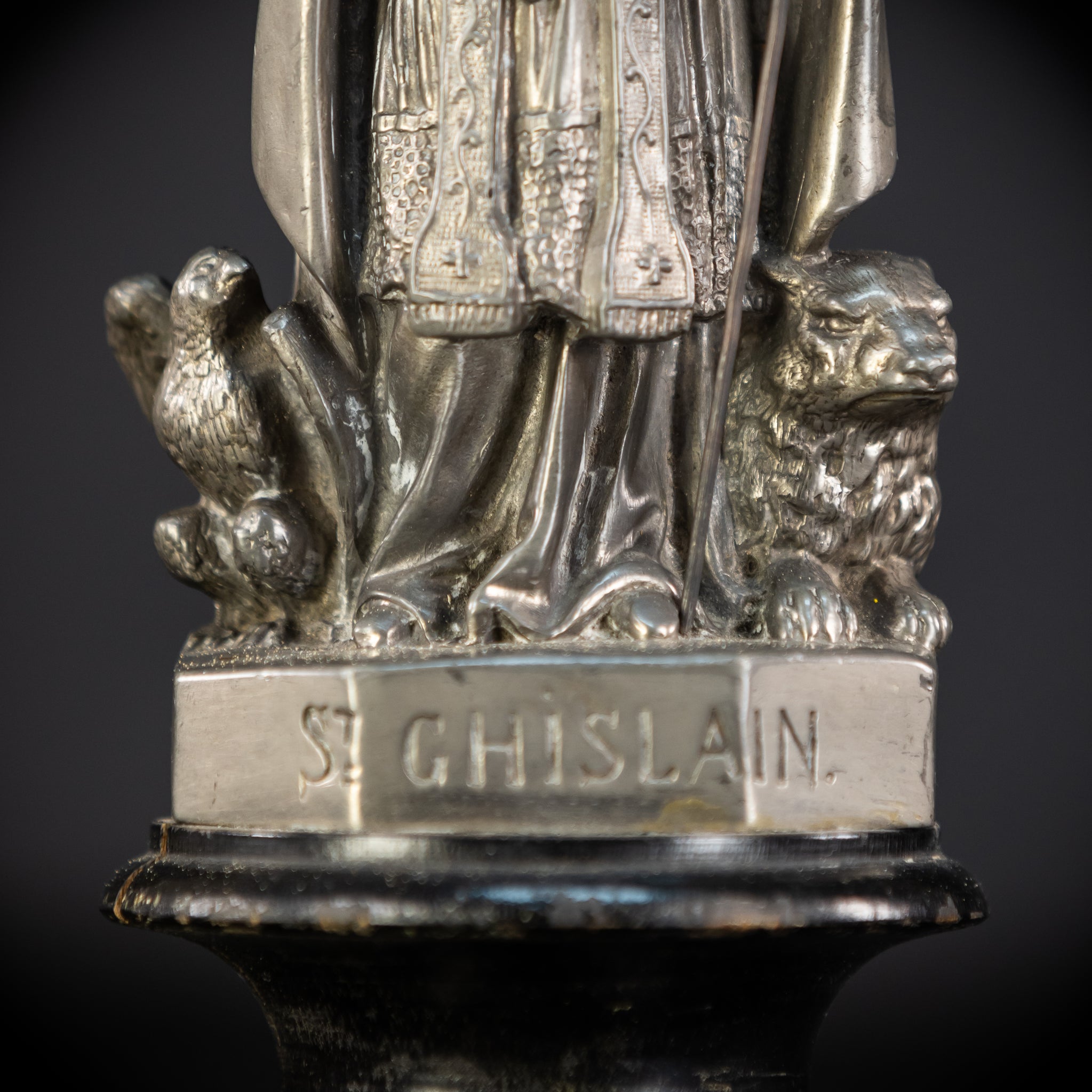 Saint Ghislain Metal Statue | 1700s Antique | 8.9" / 22.5 cm