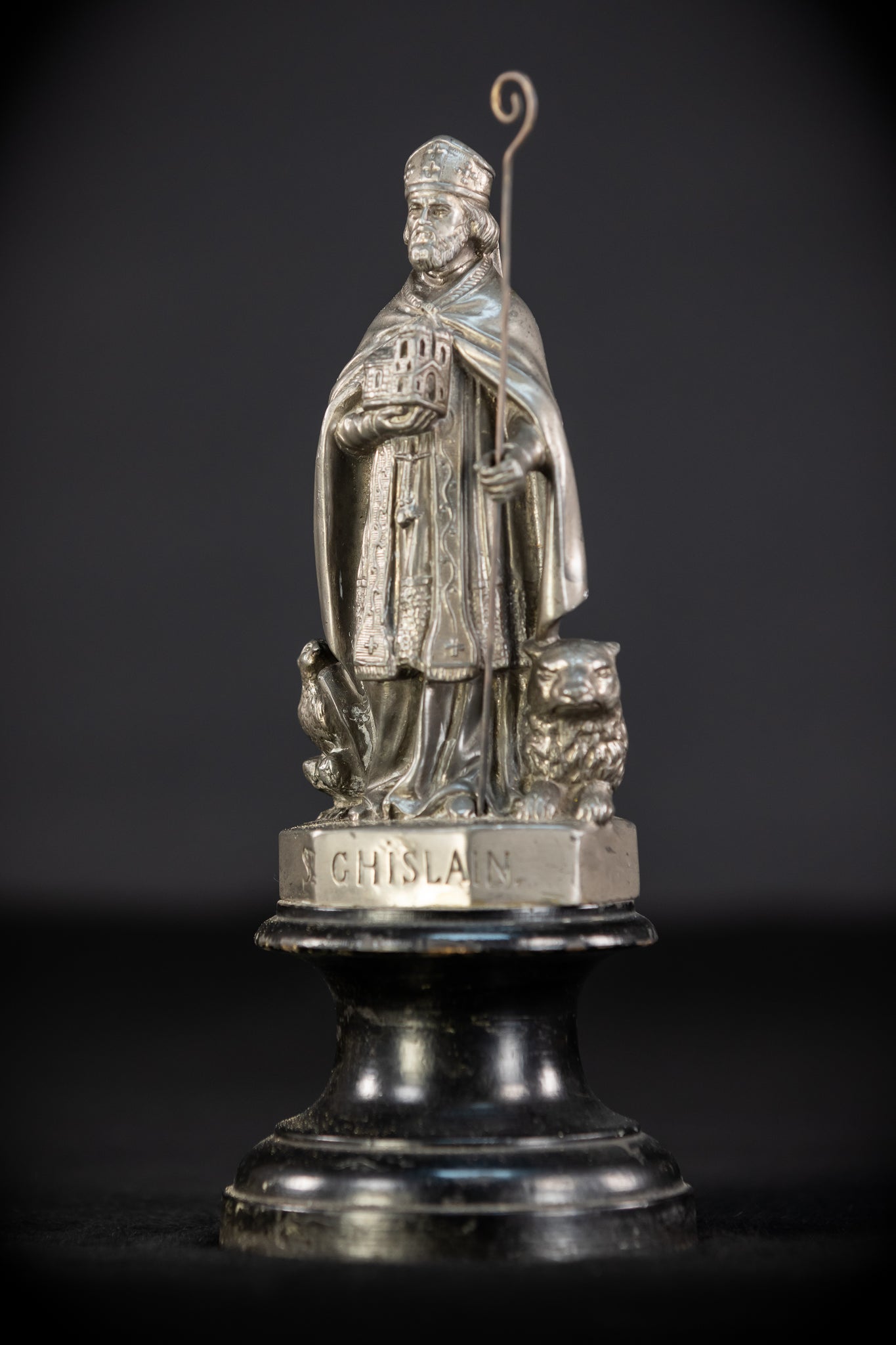 Saint Ghislain Metal Statue | 1700s Antique | 8.9" / 22.5 cm