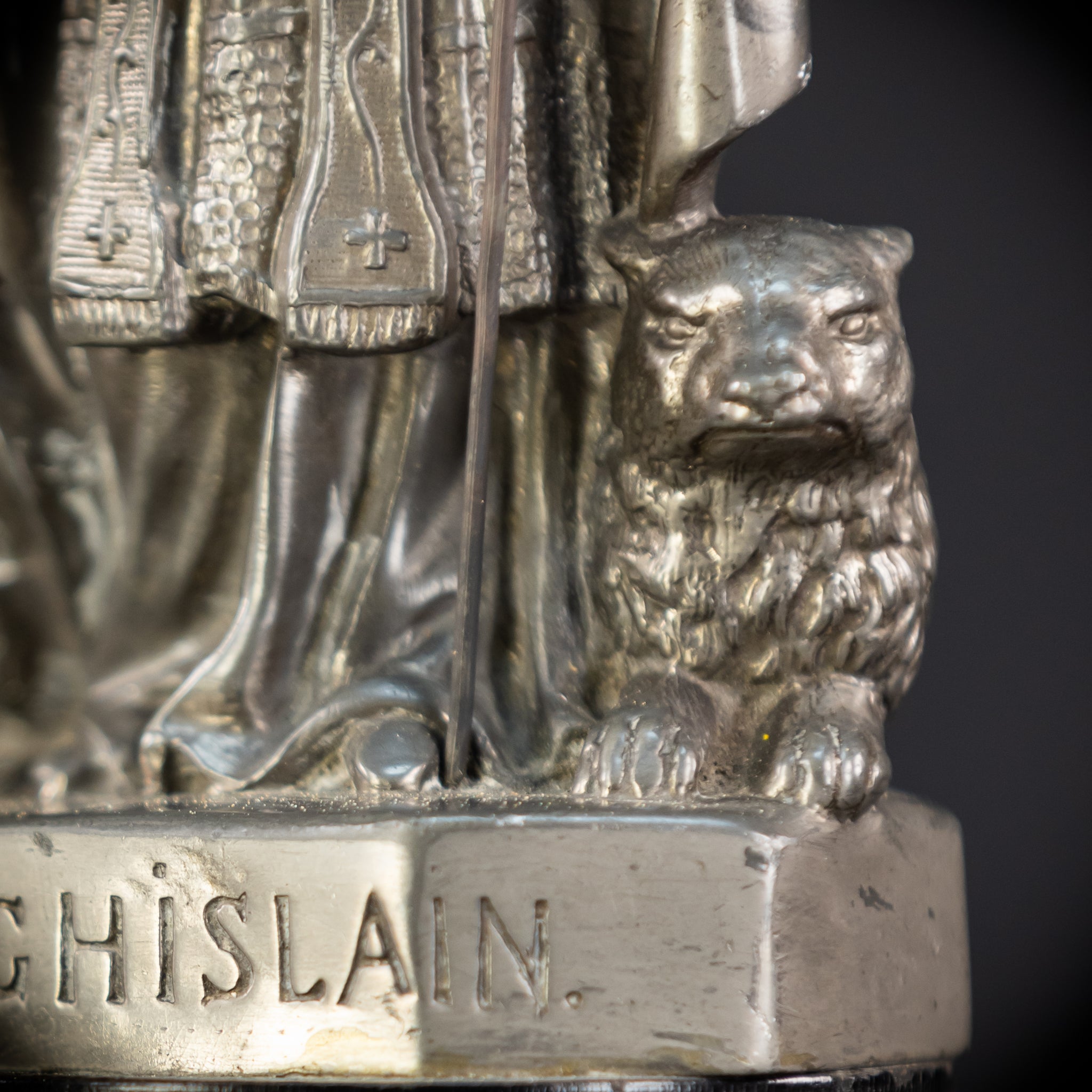 Saint Ghislain Metal Statue | 1700s Antique | 8.9" / 22.5 cm