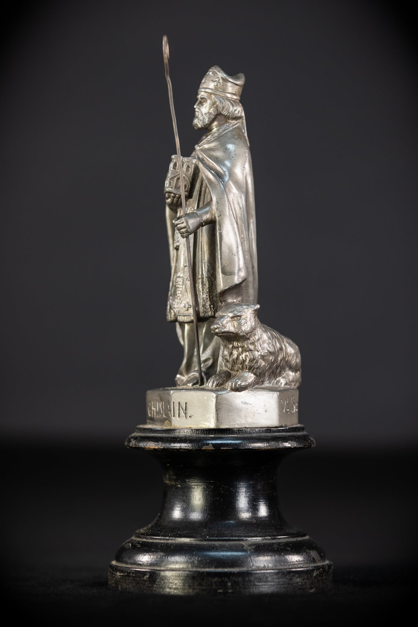 Saint Ghislain Metal Statue | 1700s Antique | 8.9" / 22.5 cm