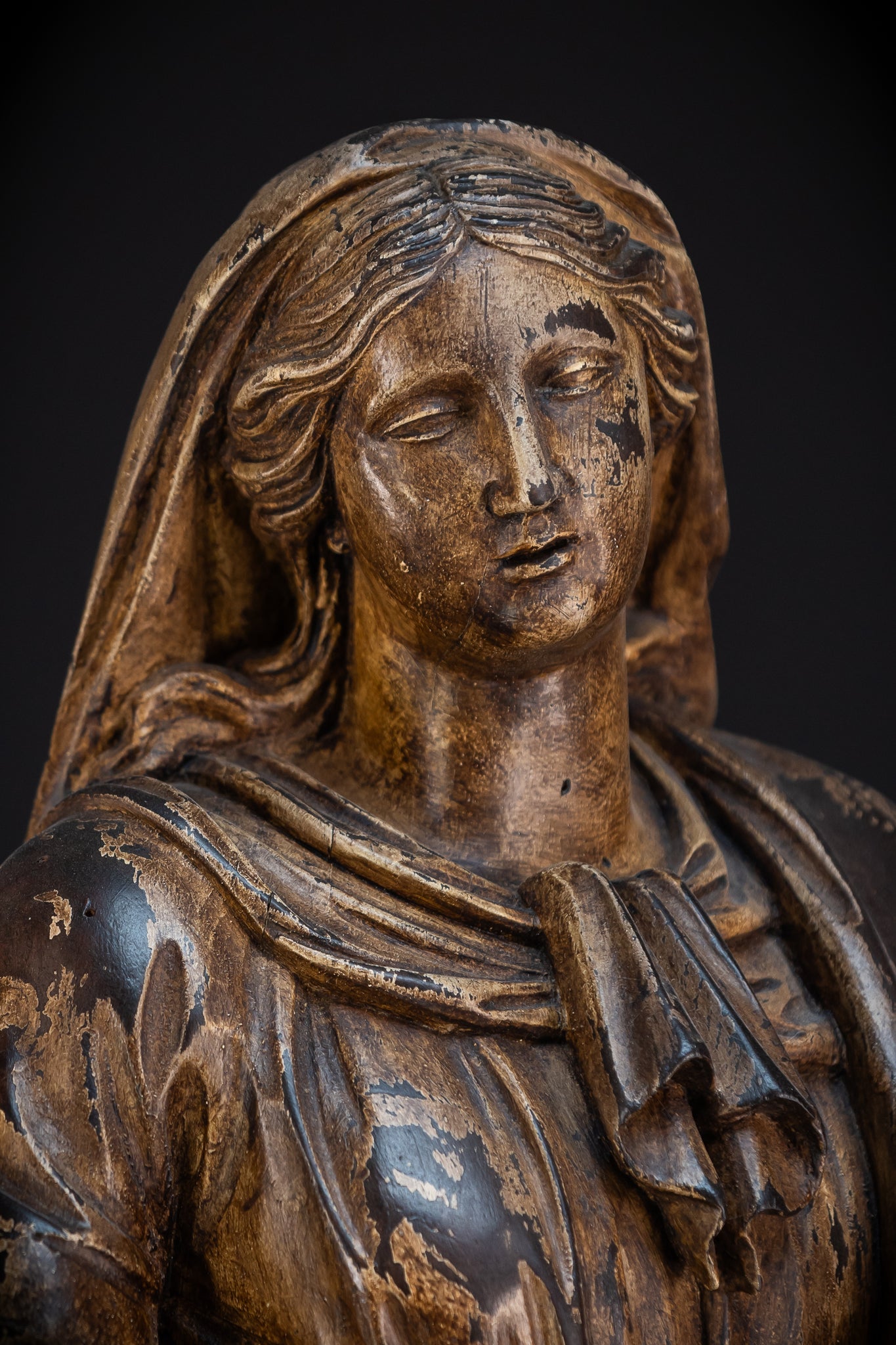 Virgin Mary Wooden Statue | 1700s Antique | 35” / 89 cm