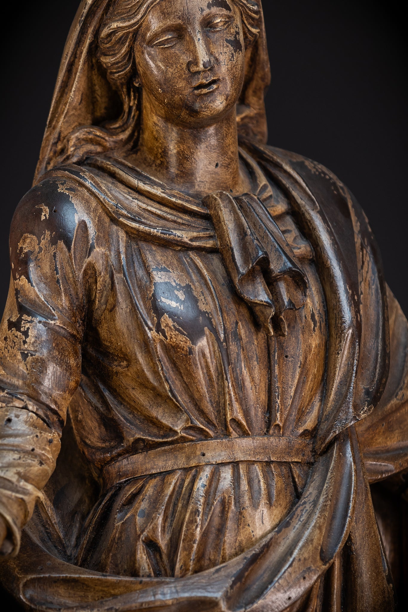 Virgin Mary Wooden Statue | 1700s Antique | 35” / 89 cm