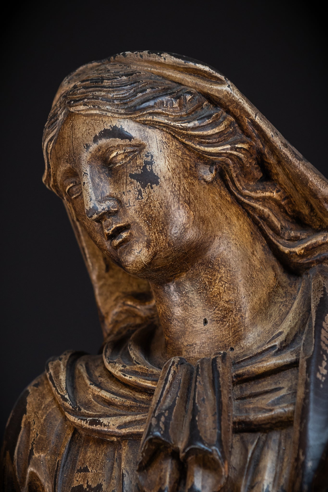 Virgin Mary Wooden Statue | 1700s Antique | 35” / 89 cm