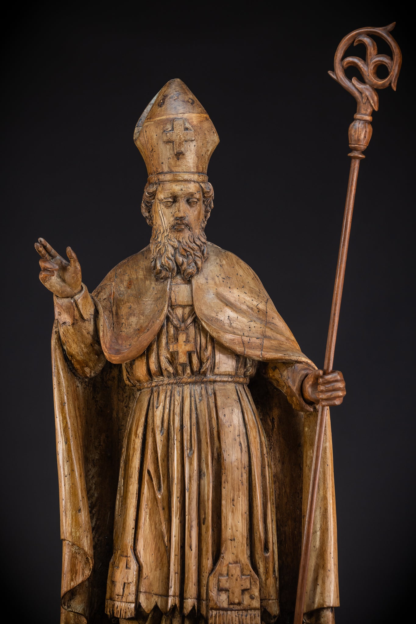 St Nicholas of Myra Wooden Statue 18th C