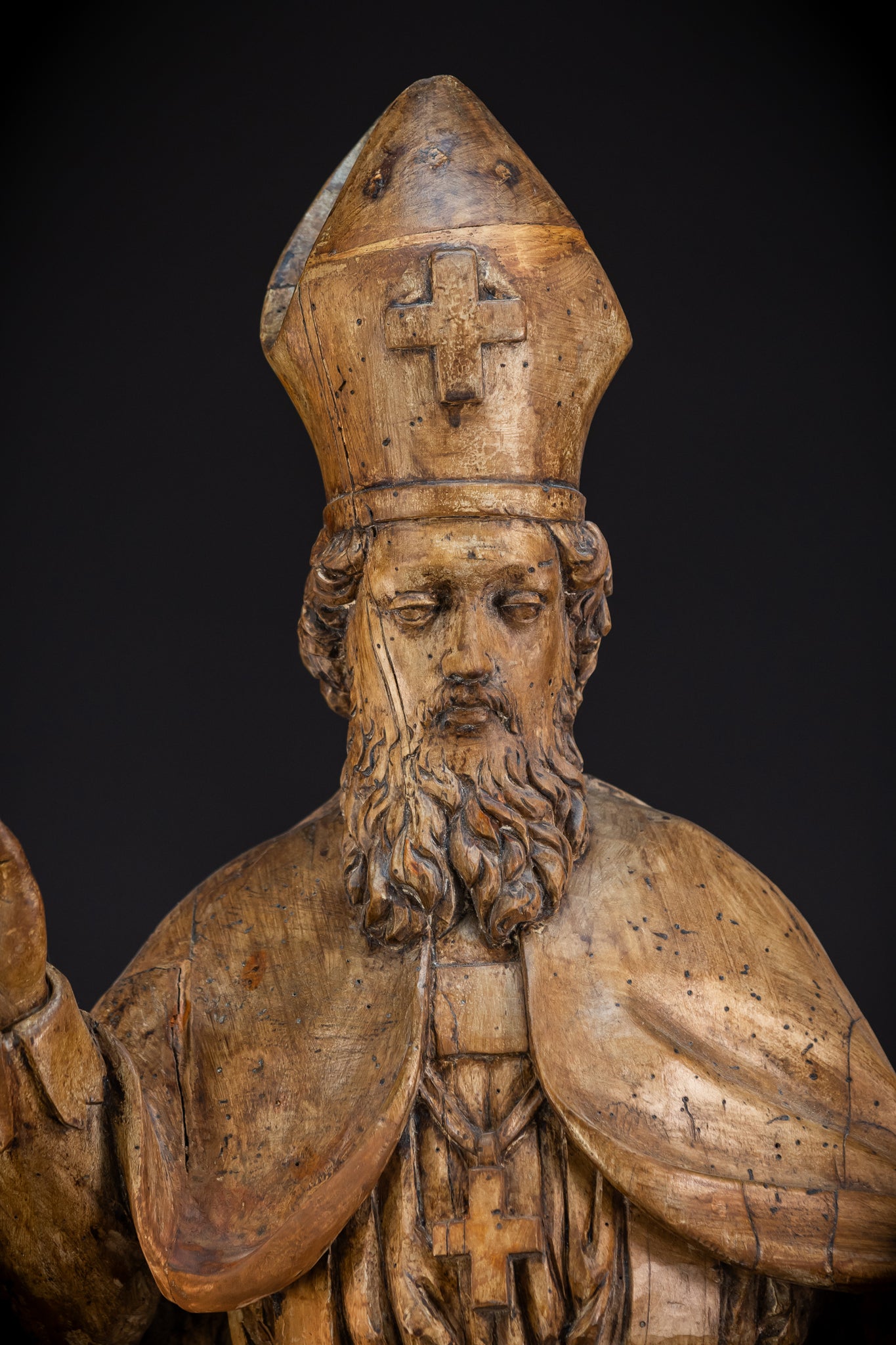 St Nicholas of Myra Wooden Statue 18th C