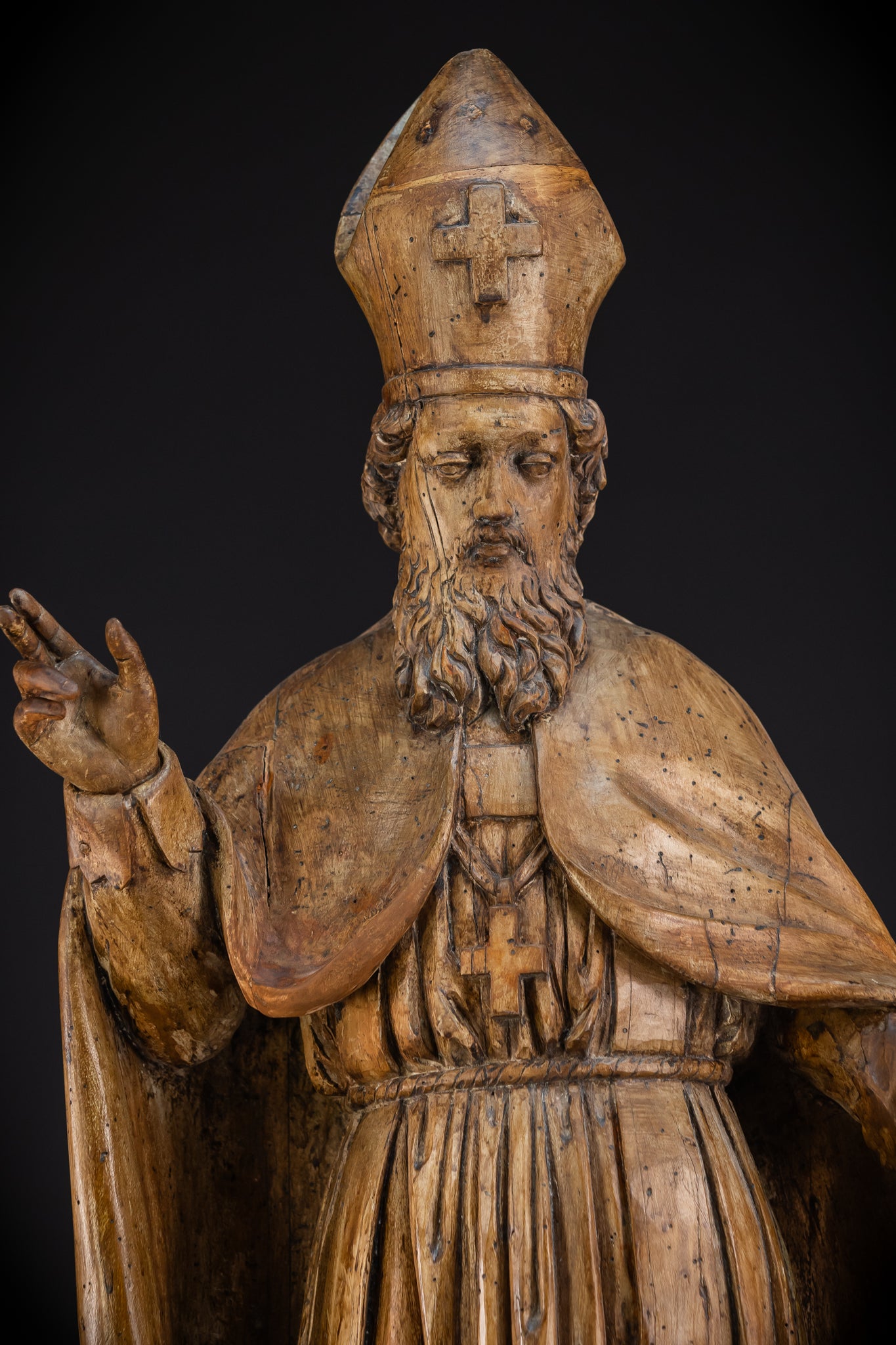 St Nicholas of Myra Wooden Statue 18th C