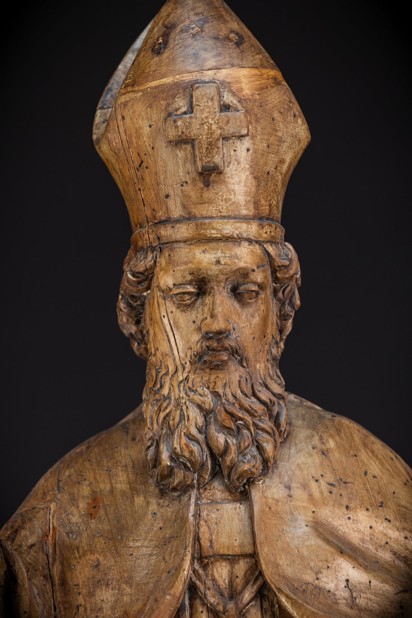 St Nicholas of Myra Wooden Statue 18th C