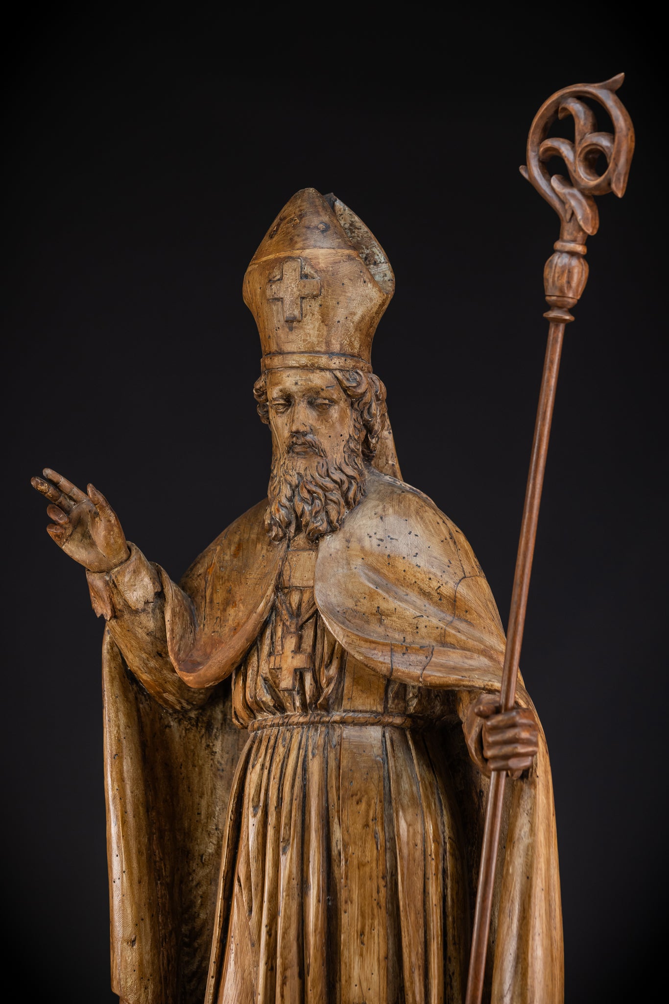 St Nicholas of Myra Wooden Statue 18th C