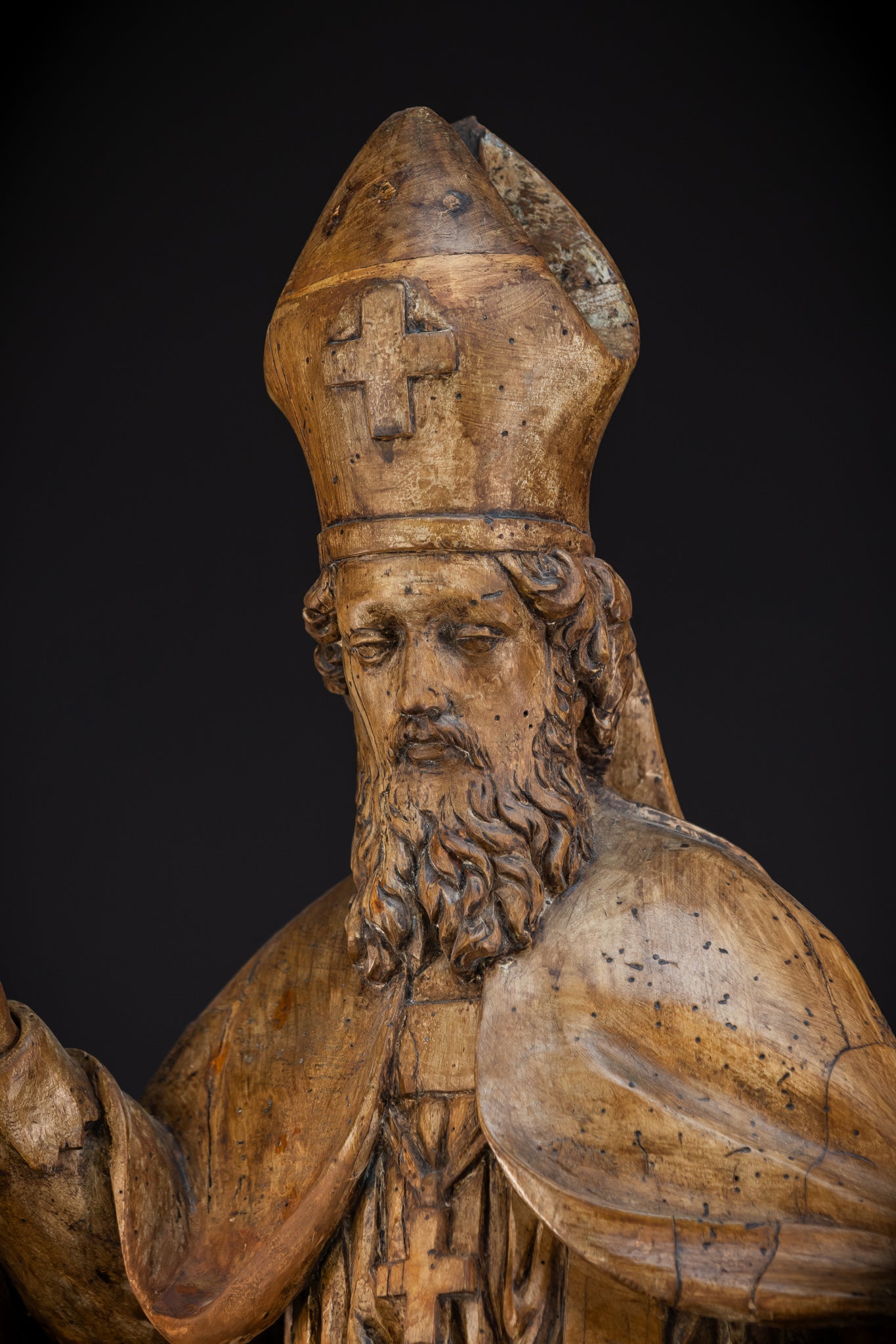 St Nicholas of Myra Wooden Statue 18th C