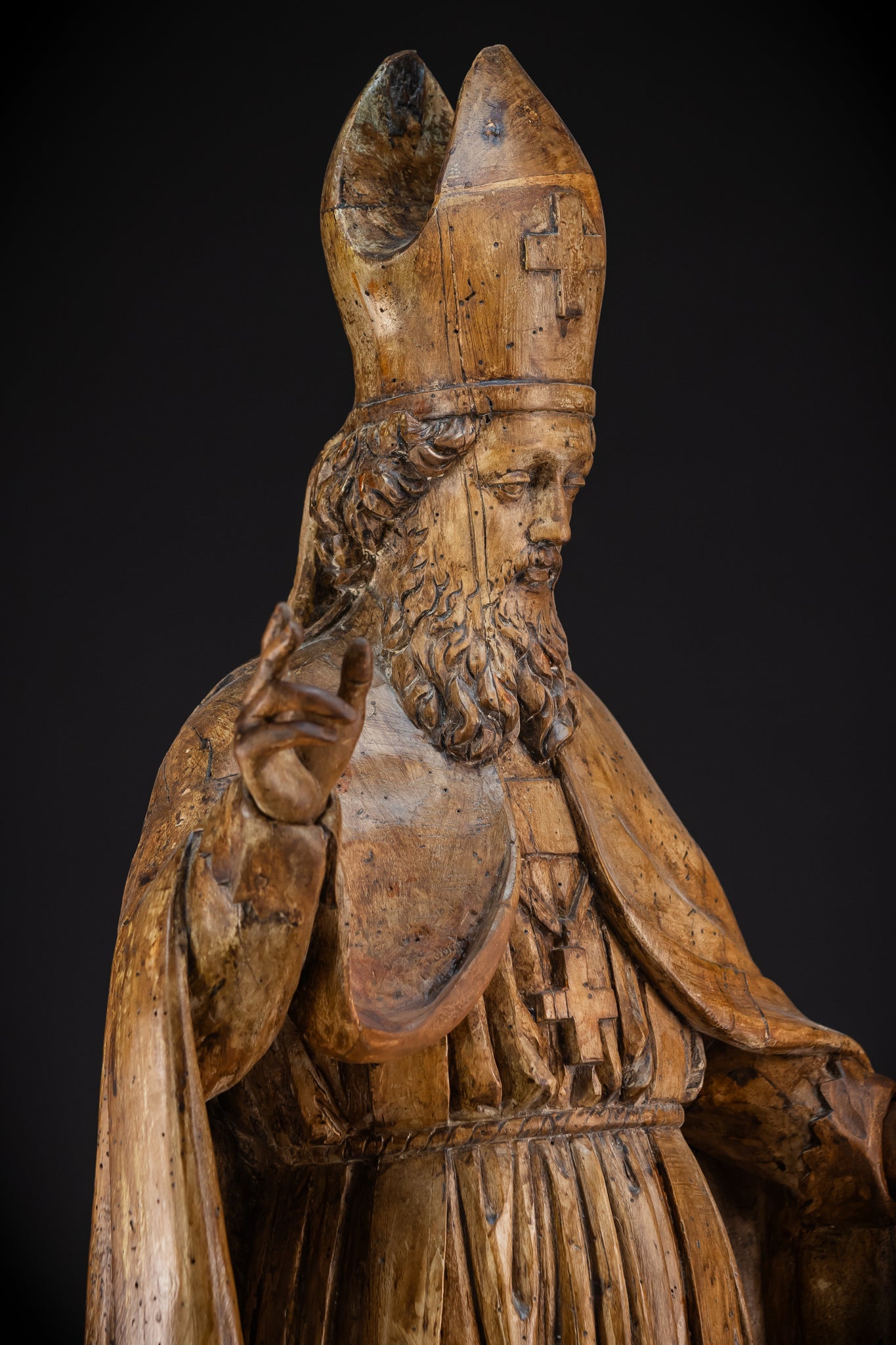 St Nicholas of Myra Wooden Statue 18th C