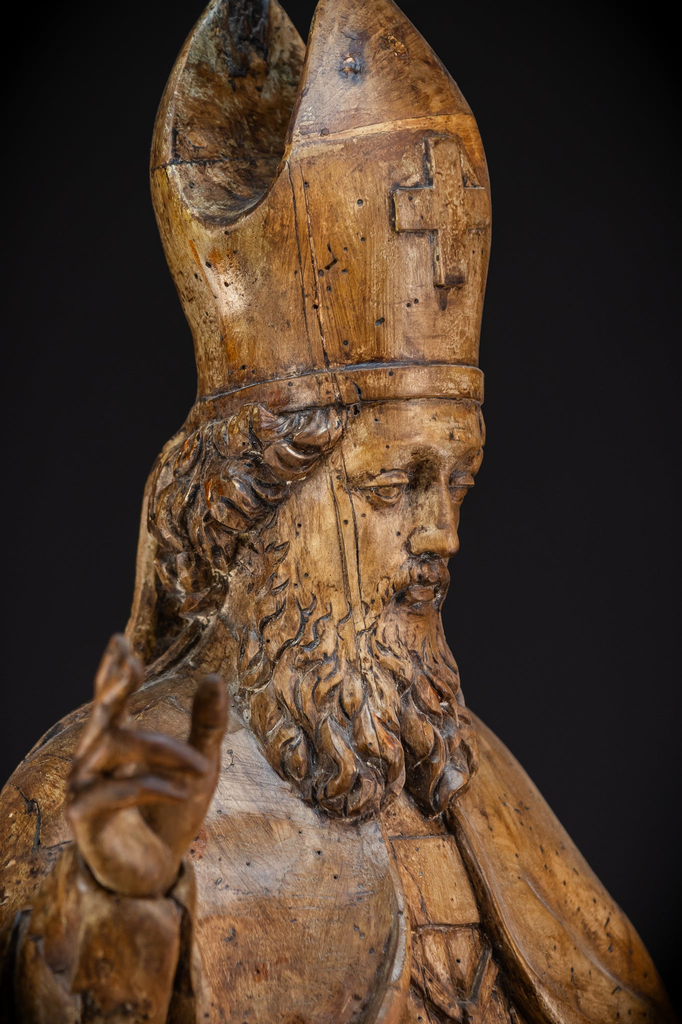 St Nicholas of Myra Wooden Statue 18th C