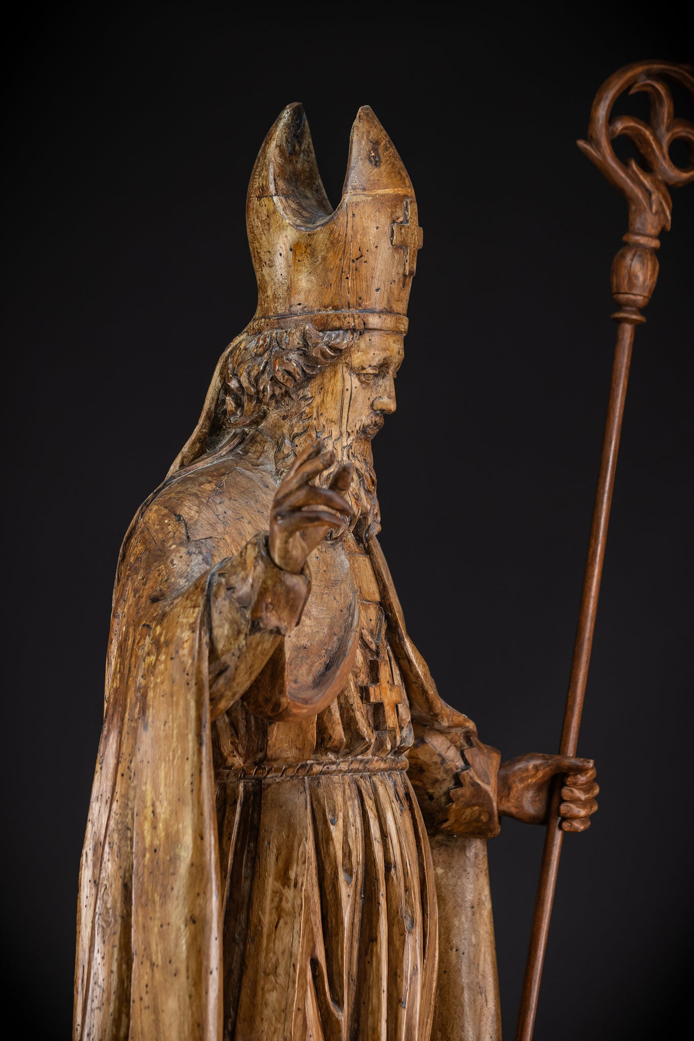 St Nicholas of Myra Wooden Statue 18th C