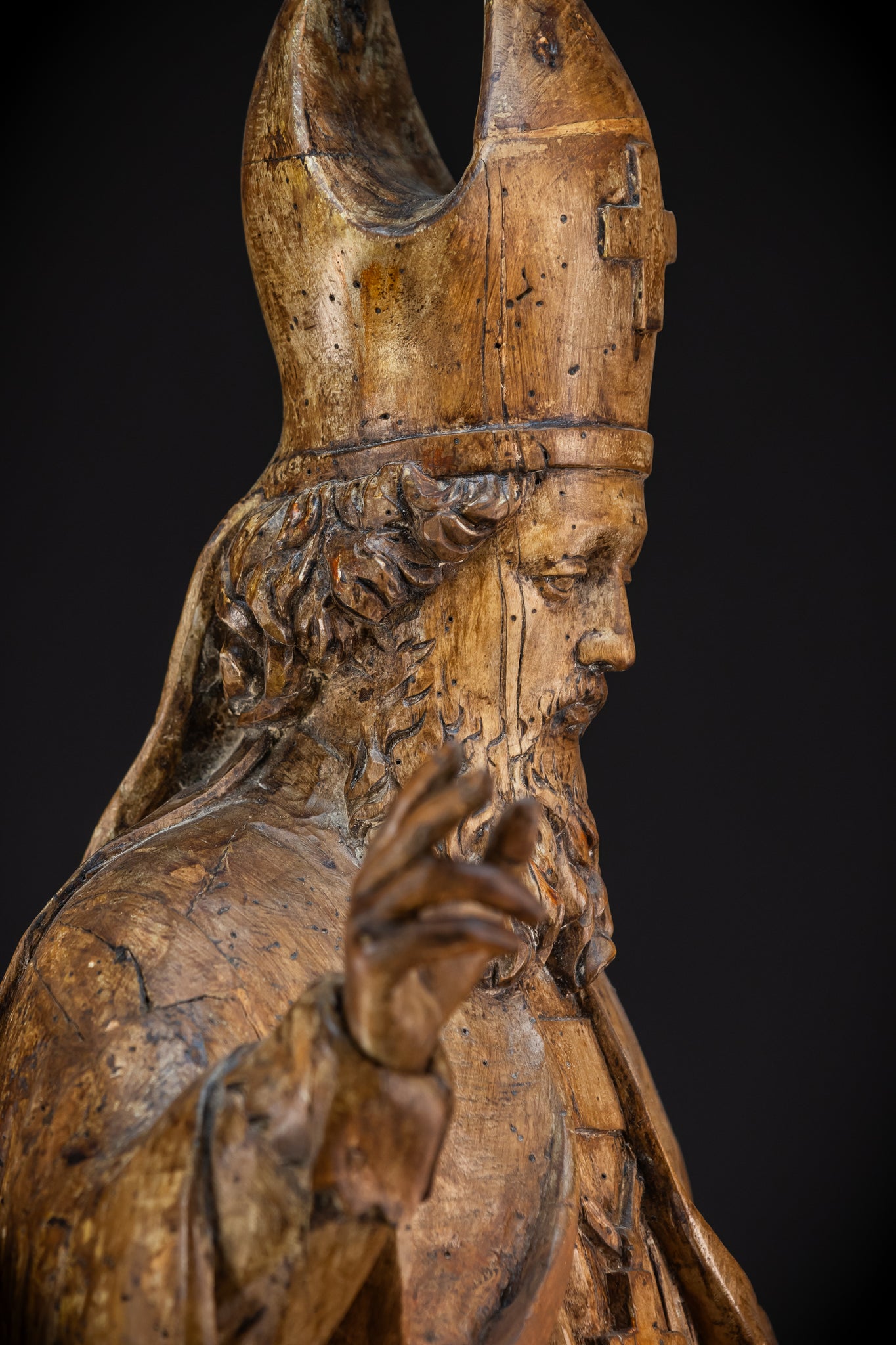 St Nicholas of Myra Wooden Statue 18th C