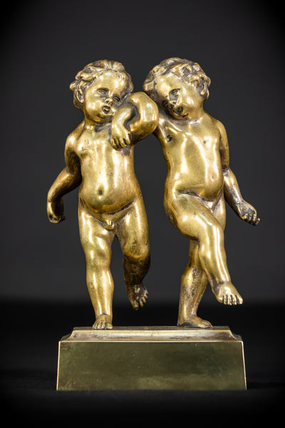 Pair of Cupid Bronze Statue | 1700s Antique | 9.1" / 23 cm