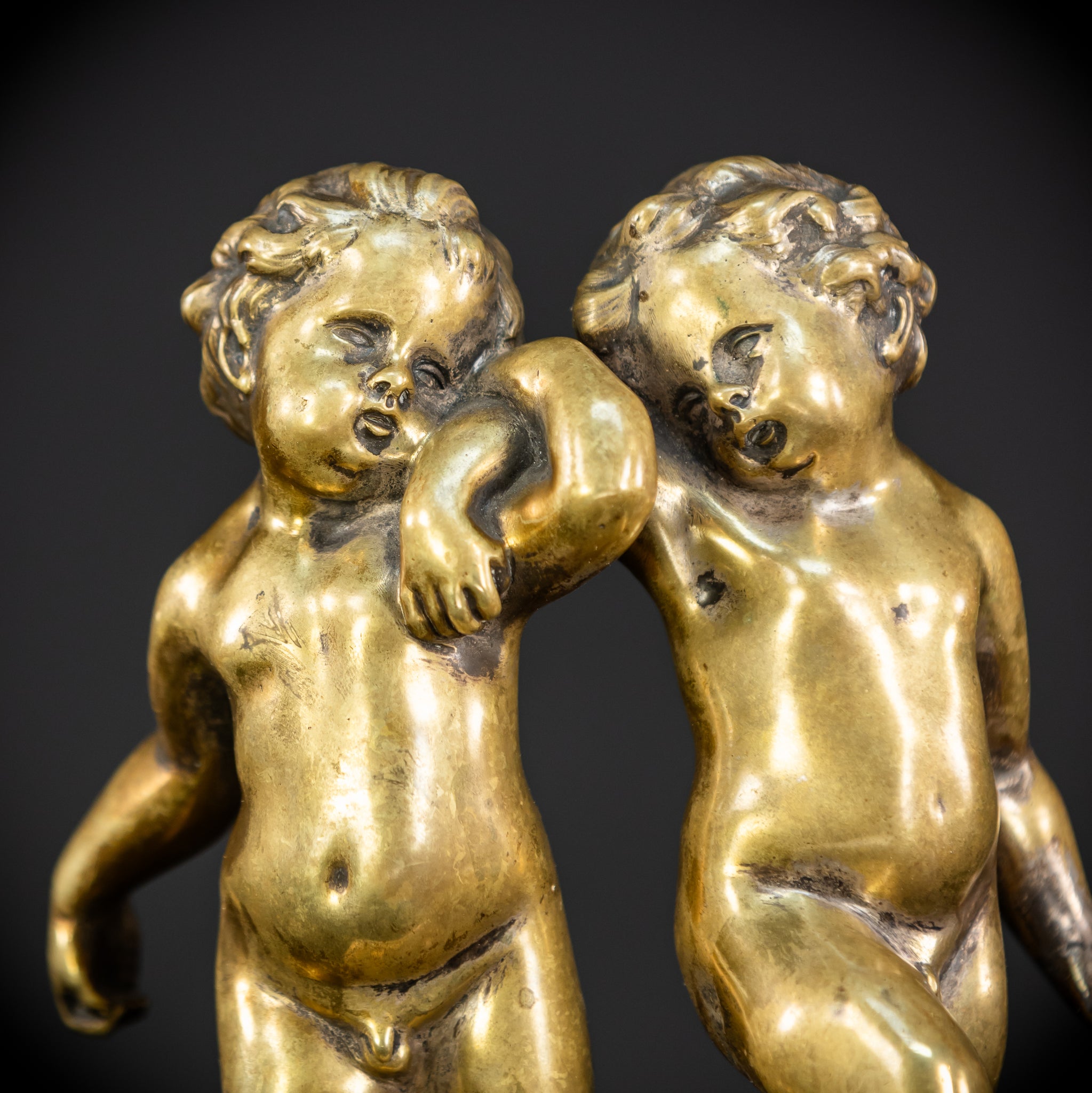 Pair of Cupid Bronze Statue | 1700s Antique | 9.1" / 23 cm