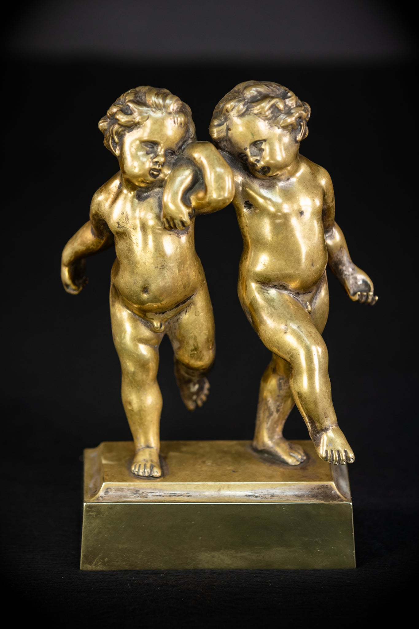 Pair of Cupid Bronze Statue | 1700s Antique | 9.1" / 23 cm