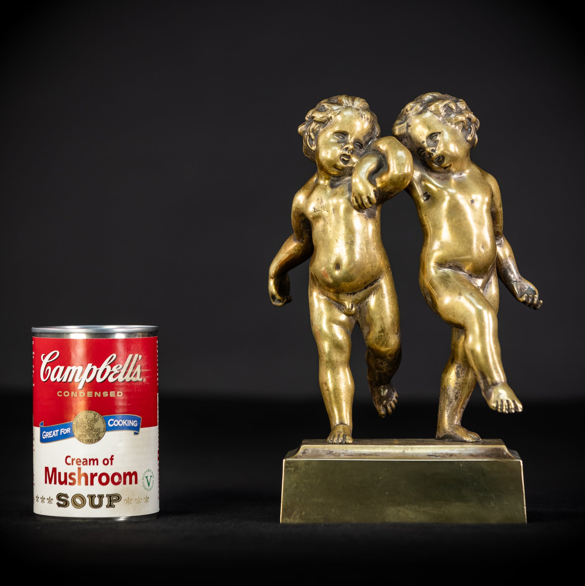 Pair of Cupid Bronze Statue | 1700s Antique | 9.1" / 23 cm