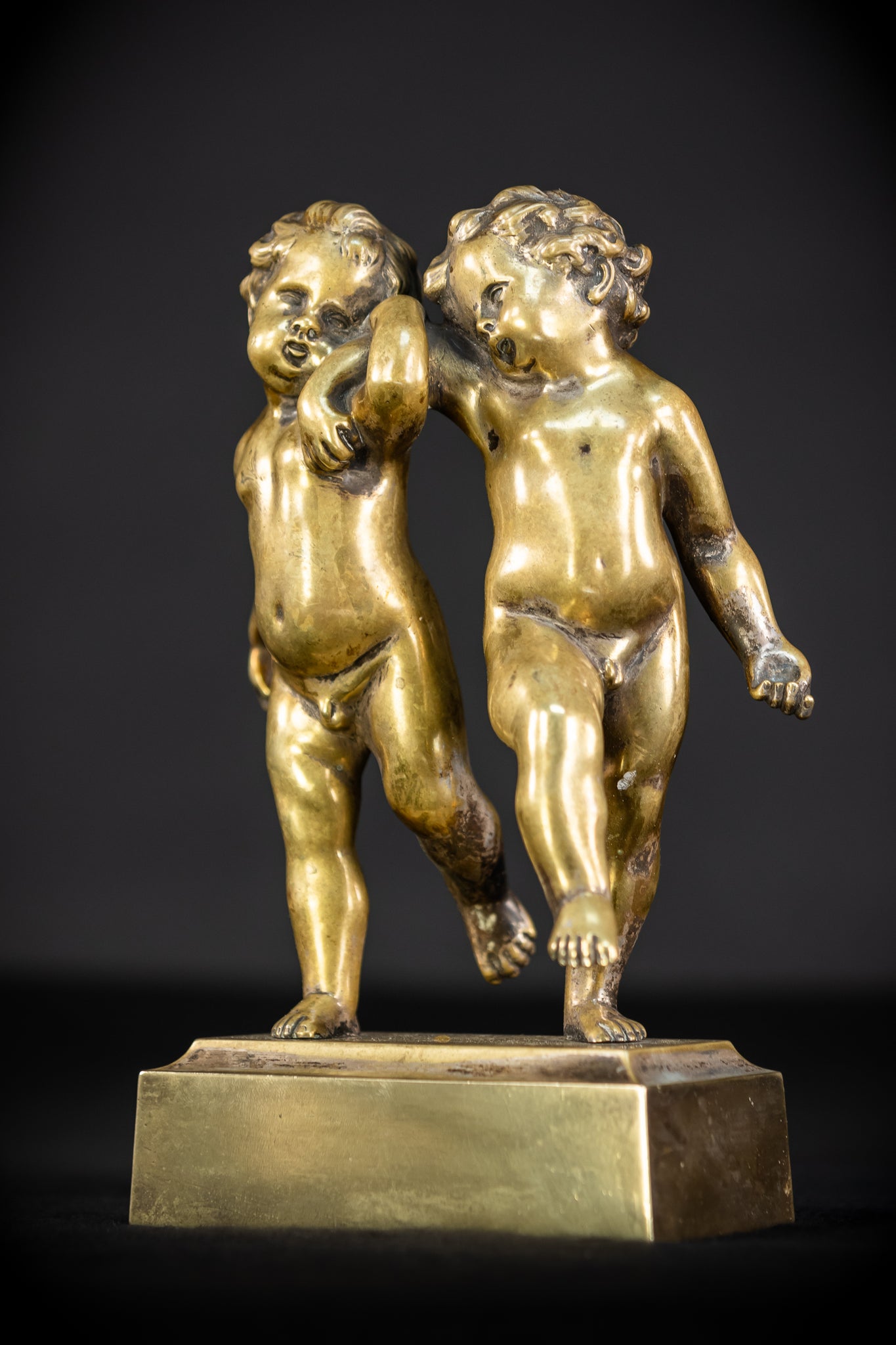 Pair of Cupid Bronze Statue | 1700s Antique | 9.1" / 23 cm