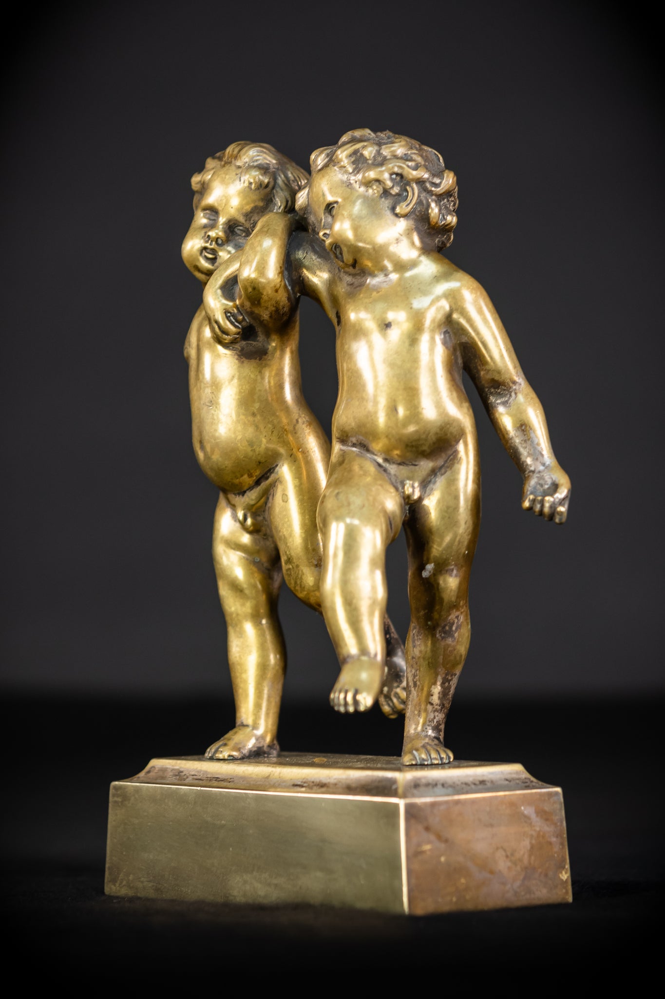 Pair of Cupid Bronze Statue | 1700s Antique | 9.1" / 23 cm