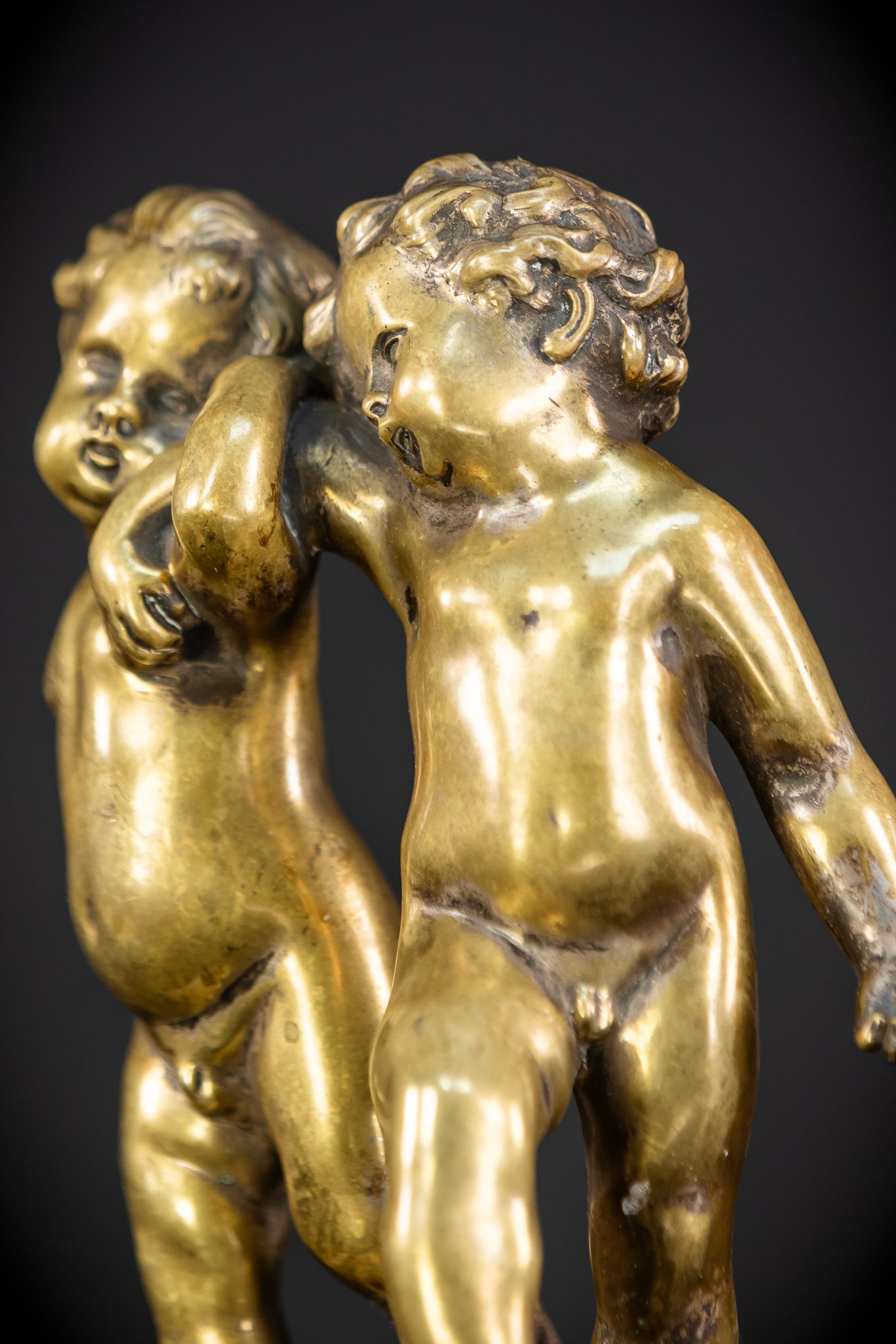 Pair of Cupid Bronze Statue | 1700s Antique | 9.1" / 23 cm