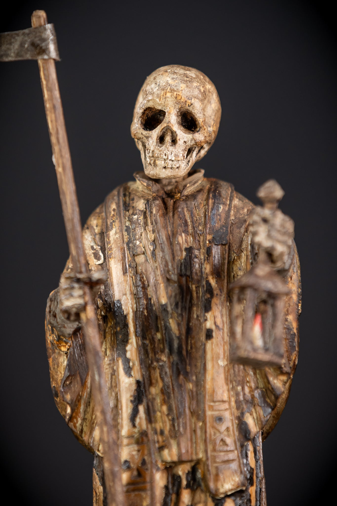 Memento Mori Wood Carving | 1700s Antique | 9.3" / 23.5 cm