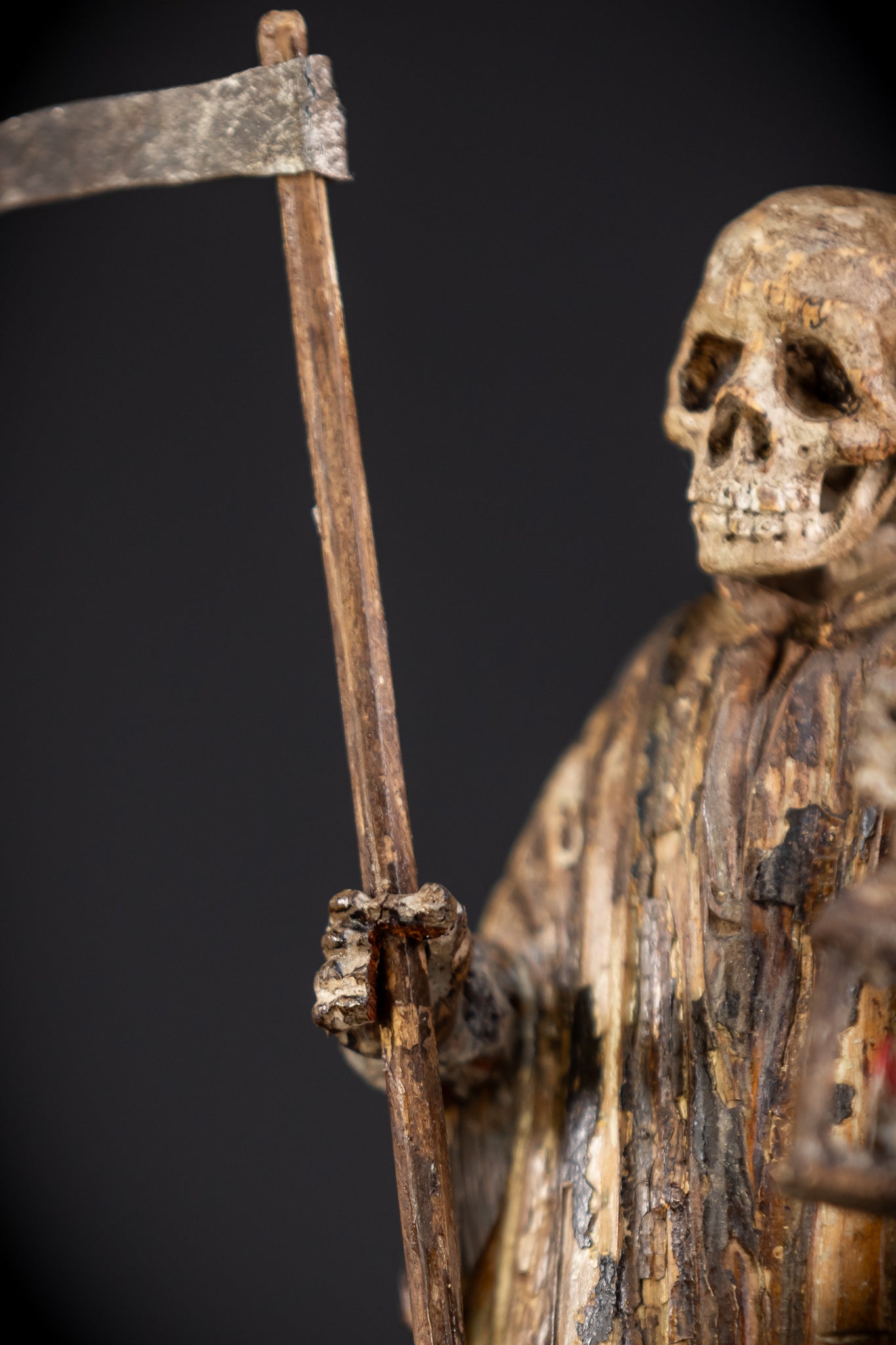 Memento Mori Wood Carving | 1700s Antique | 9.3" / 23.5 cm