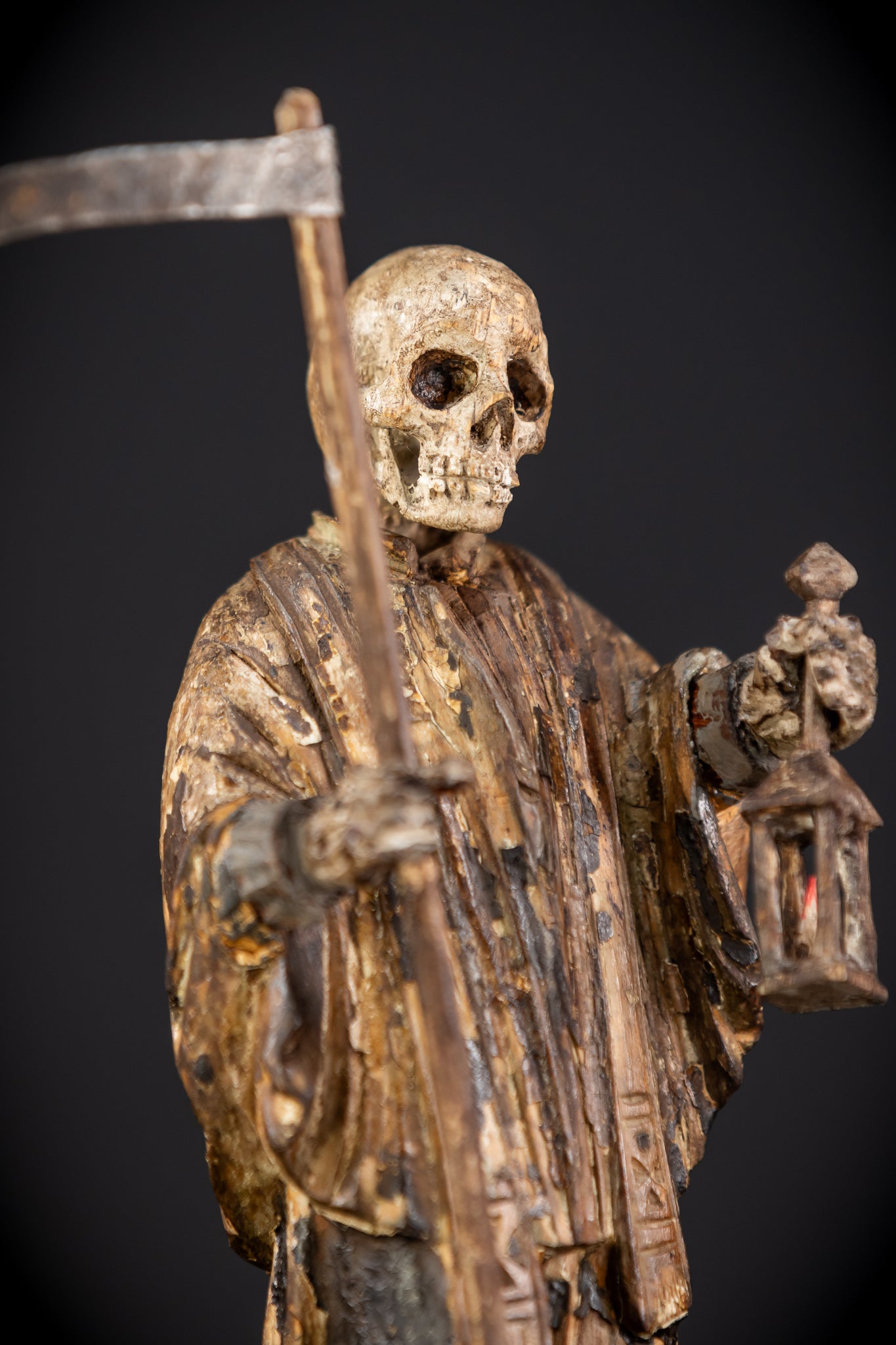 Memento Mori Wood Carving | 1700s Antique | 9.3" / 23.5 cm