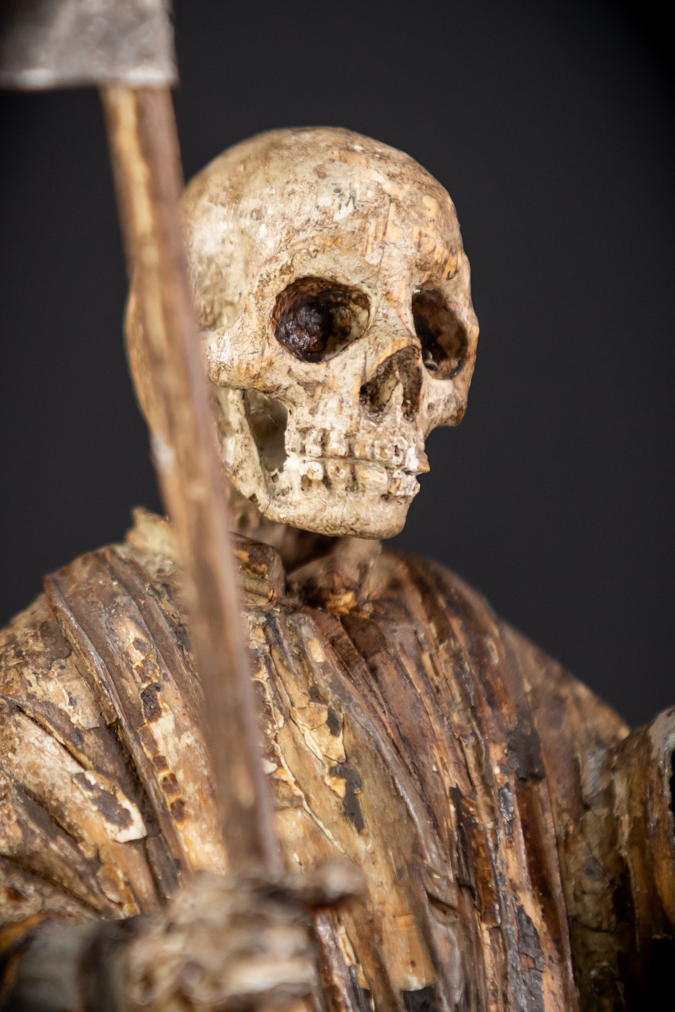 Memento Mori Wood Carving | 1700s Antique | 9.3" / 23.5 cm