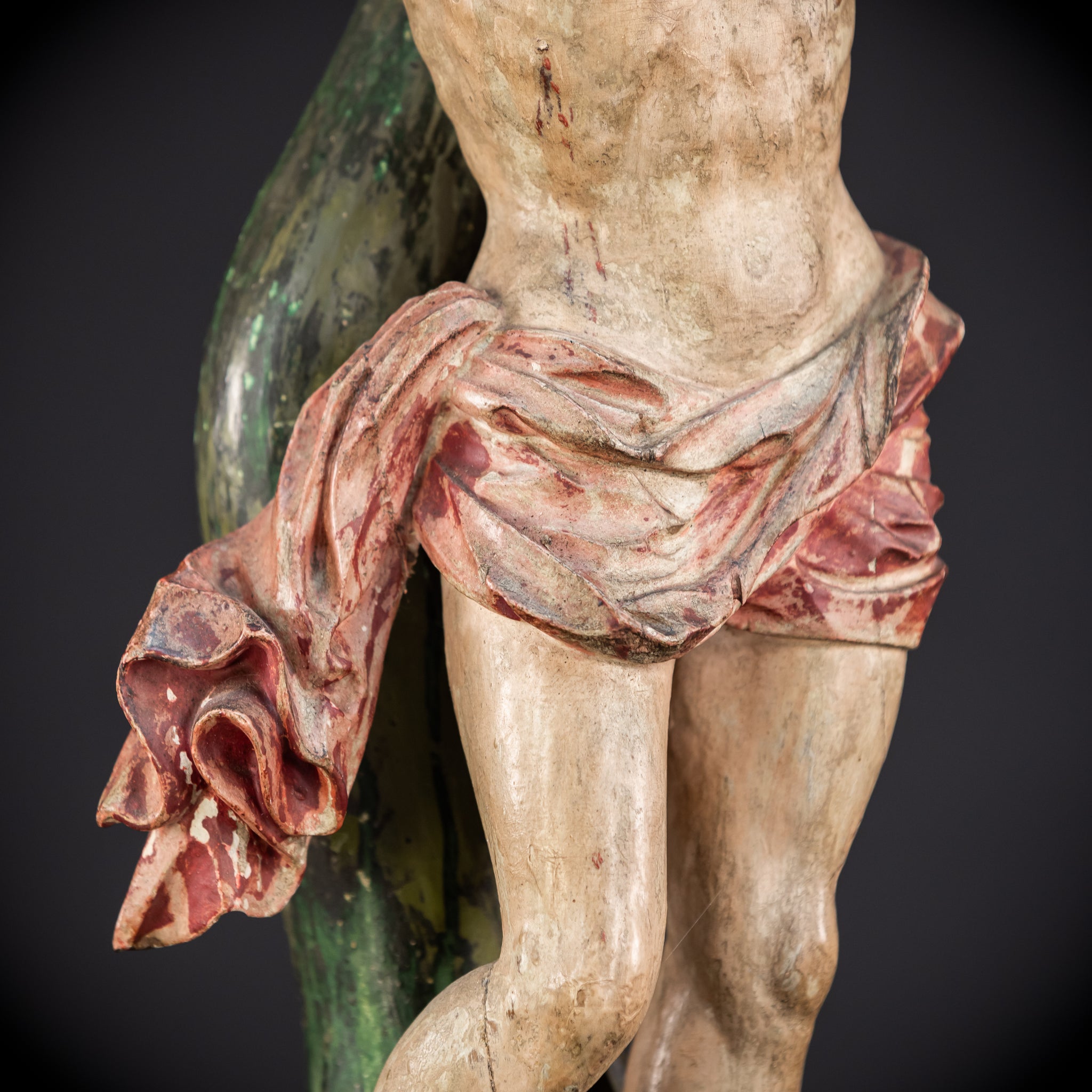 St Sebastian Wooden | 1600s Antique Glas Eyes | 23.6”